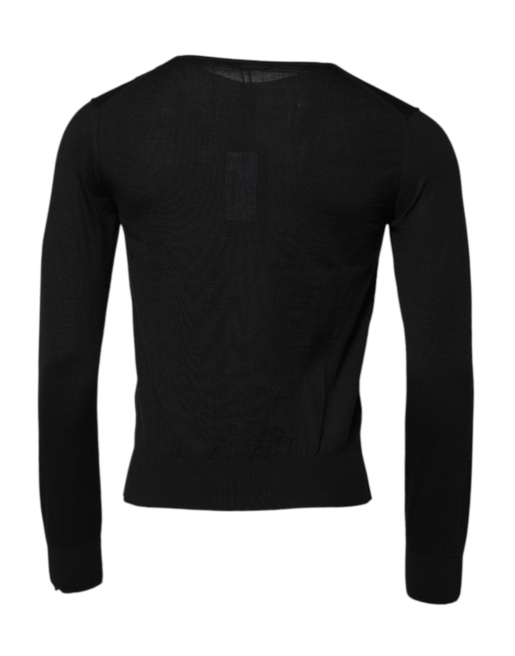 Schwarzes, langärmliges T-Shirt aus Kaschmir mit Rundhalsausschnitt