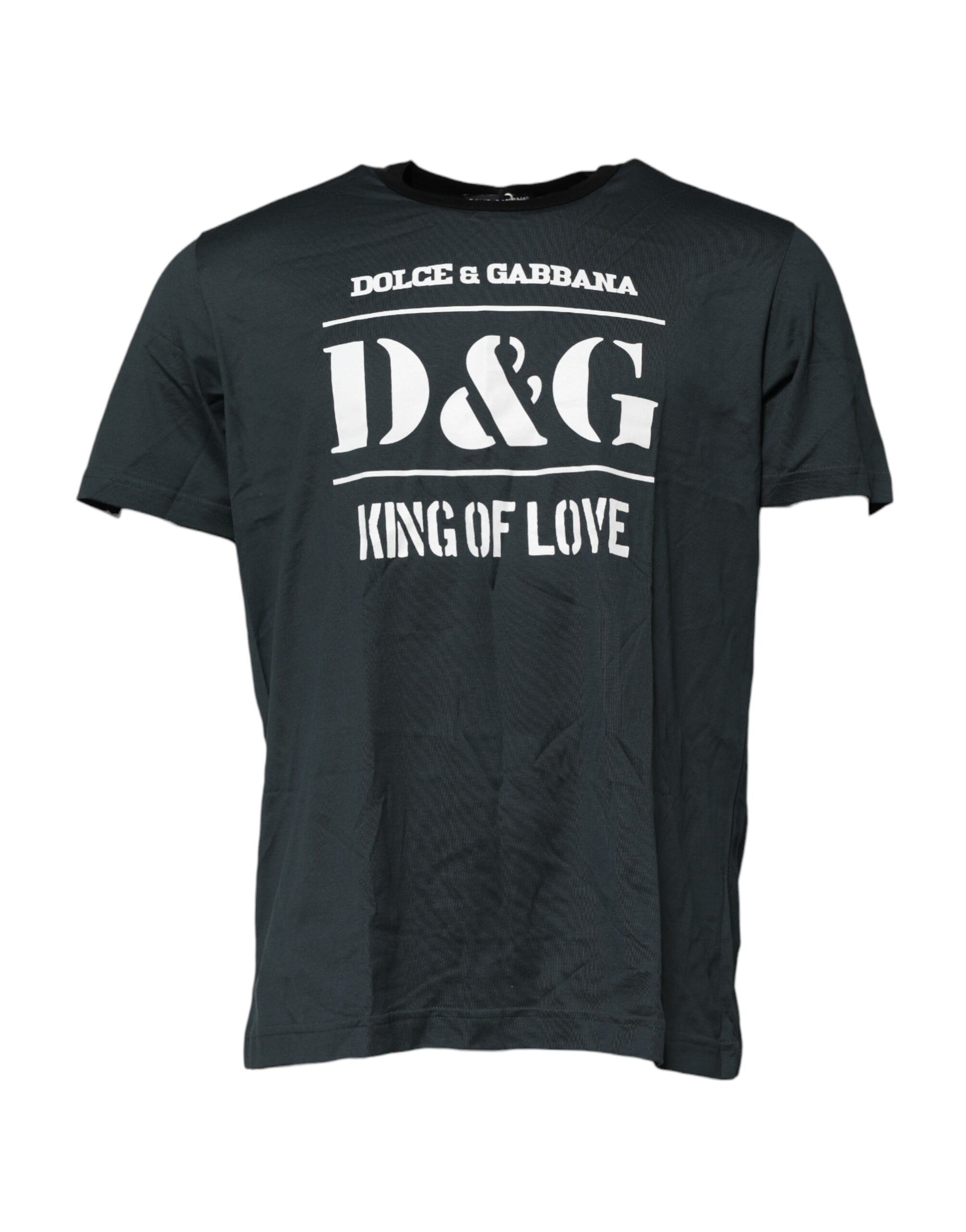 Schwarzes bedrucktes Kurzarm-T-Shirt aus Baumwolle