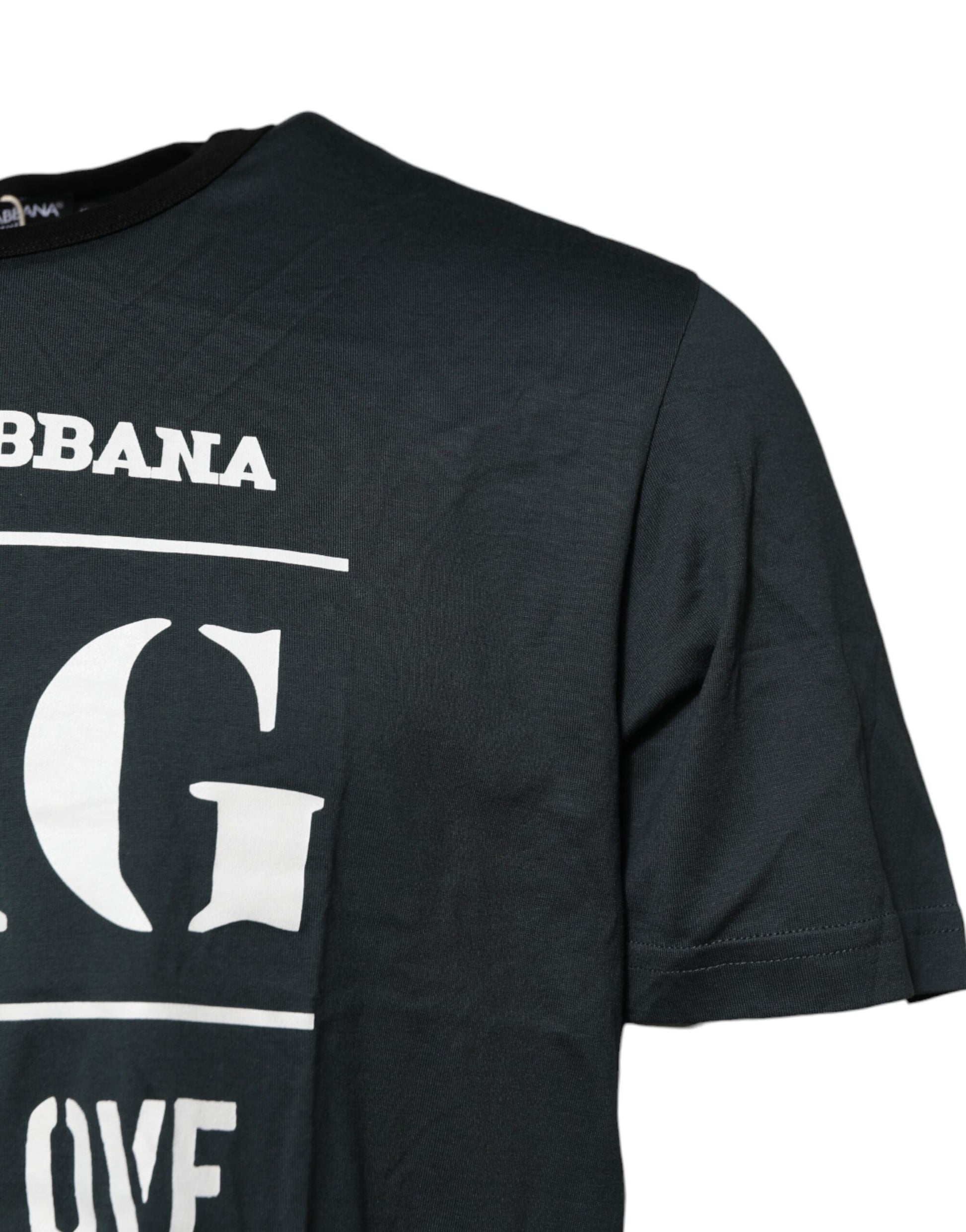 Schwarzes bedrucktes Kurzarm-T-Shirt aus Baumwolle