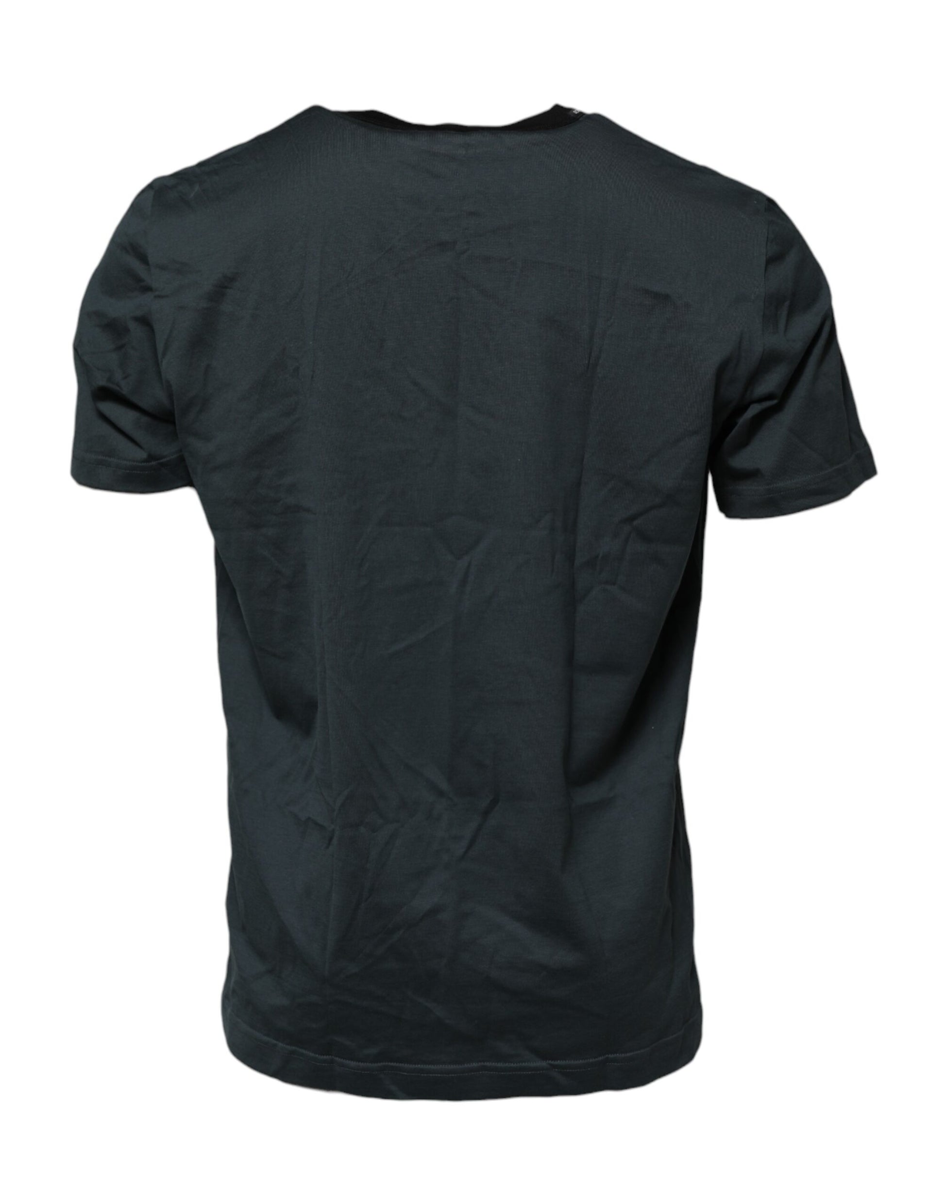 Schwarzes bedrucktes Kurzarm-T-Shirt aus Baumwolle