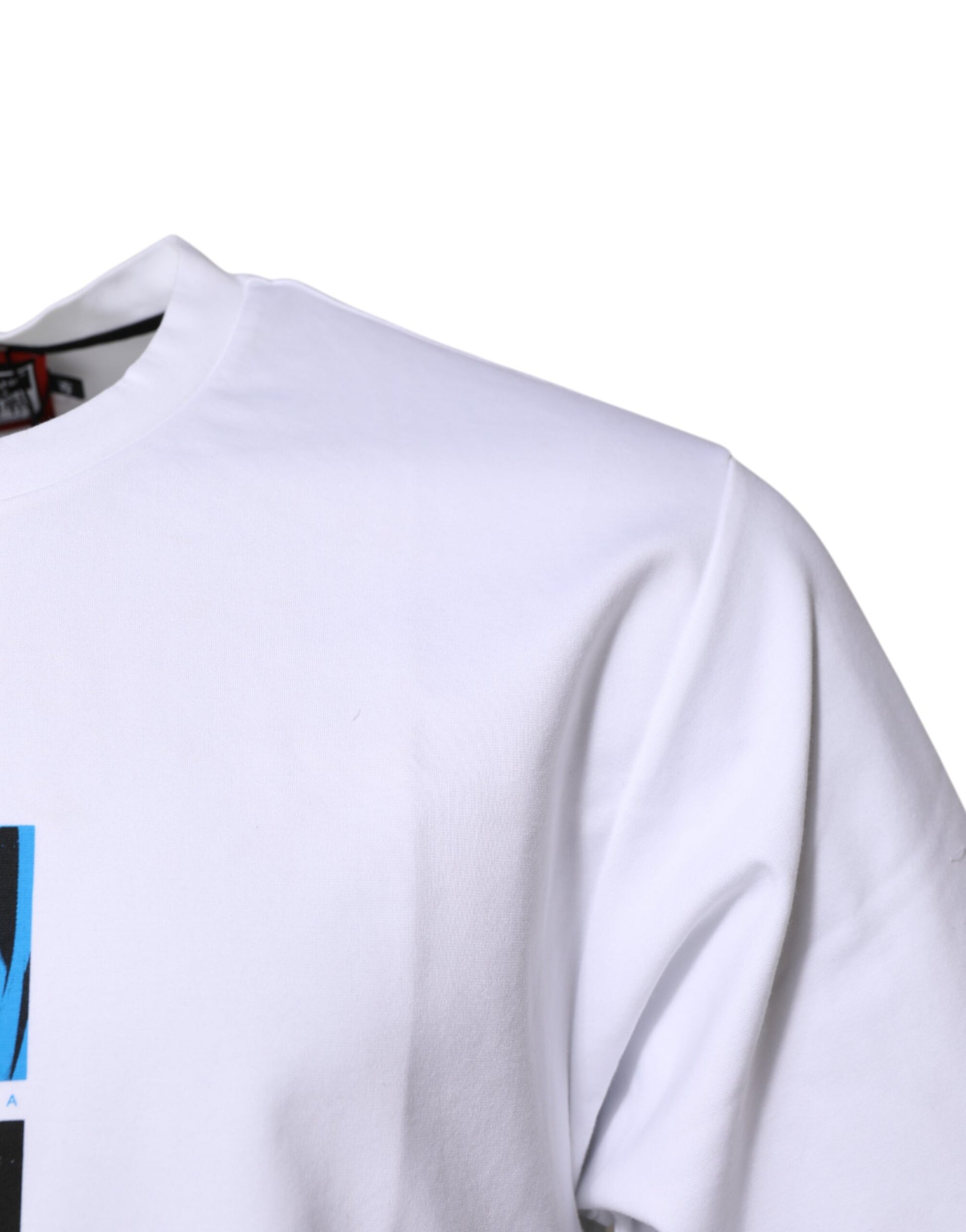 Weißes Baumwoll-T-Shirt mit Rundhalsausschnitt und Grafikdruck