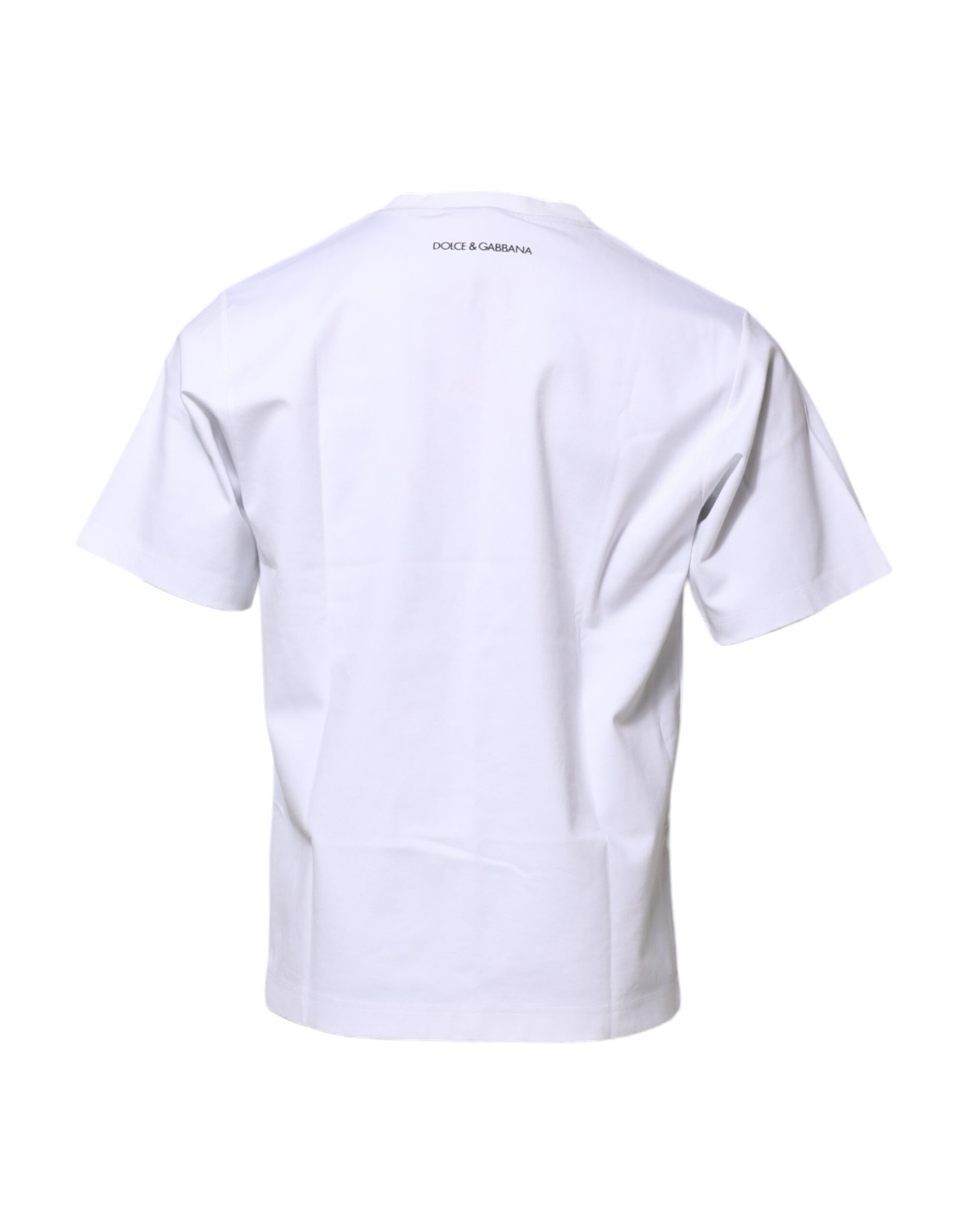 Weißes Baumwoll-T-Shirt mit Rundhalsausschnitt und Grafikdruck