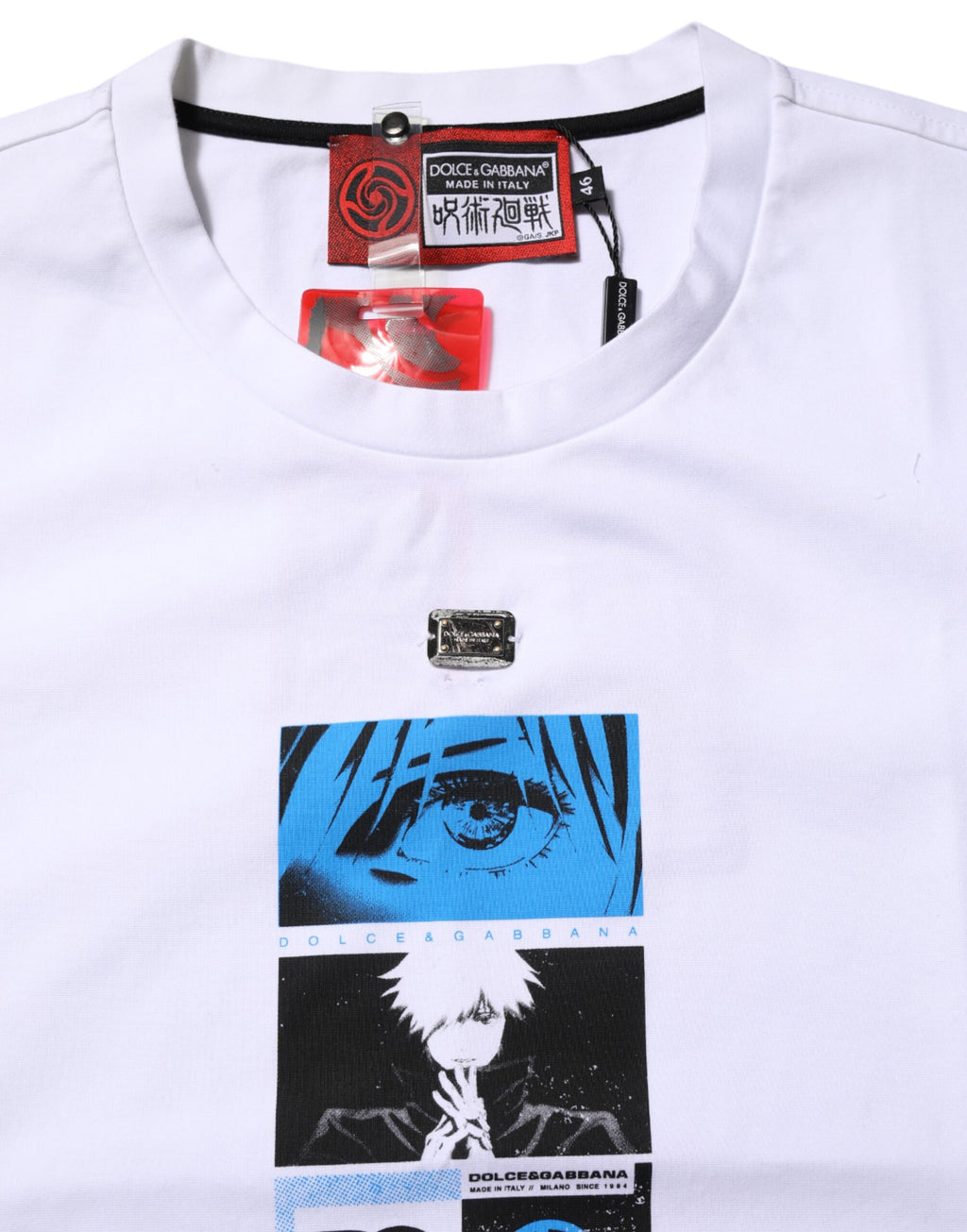 Weißes Baumwoll-T-Shirt mit Rundhalsausschnitt und Grafikdruck