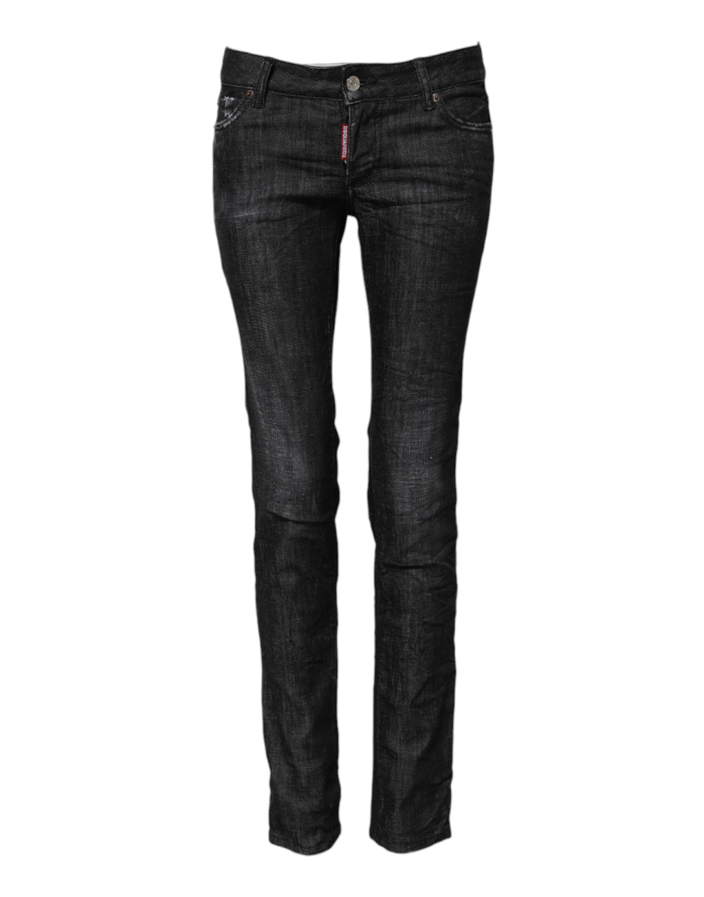 Schwarze Skinny-Jeans aus Baumwolle mit niedriger Taille