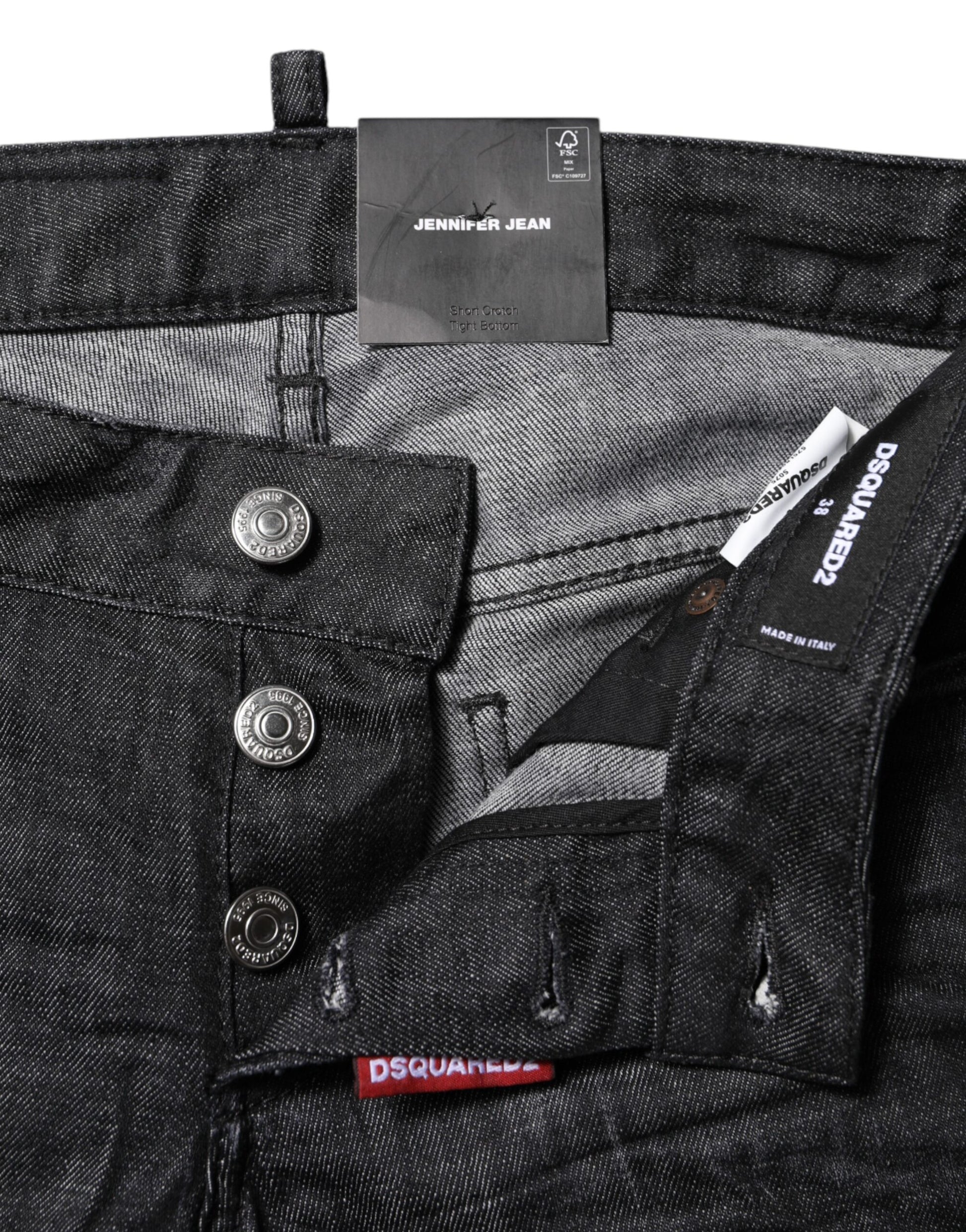 Schwarze Skinny-Jeans aus Baumwolle mit niedriger Taille