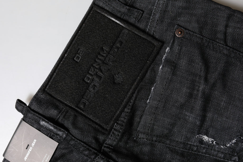 Schwarze Skinny-Jeans aus Baumwolle mit niedriger Taille