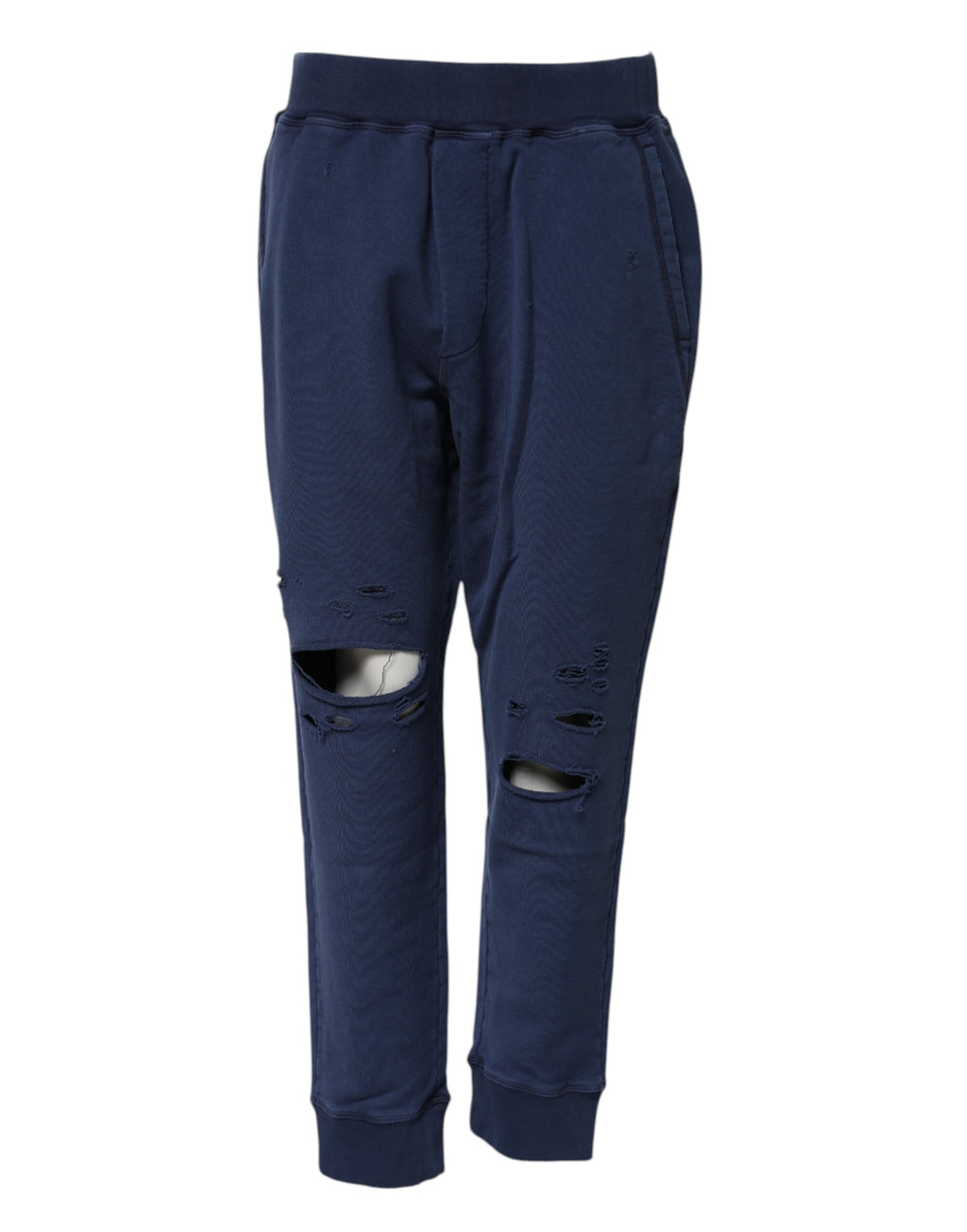 Blaue Jogginghose aus Baumwolle mit mittlerer Taille