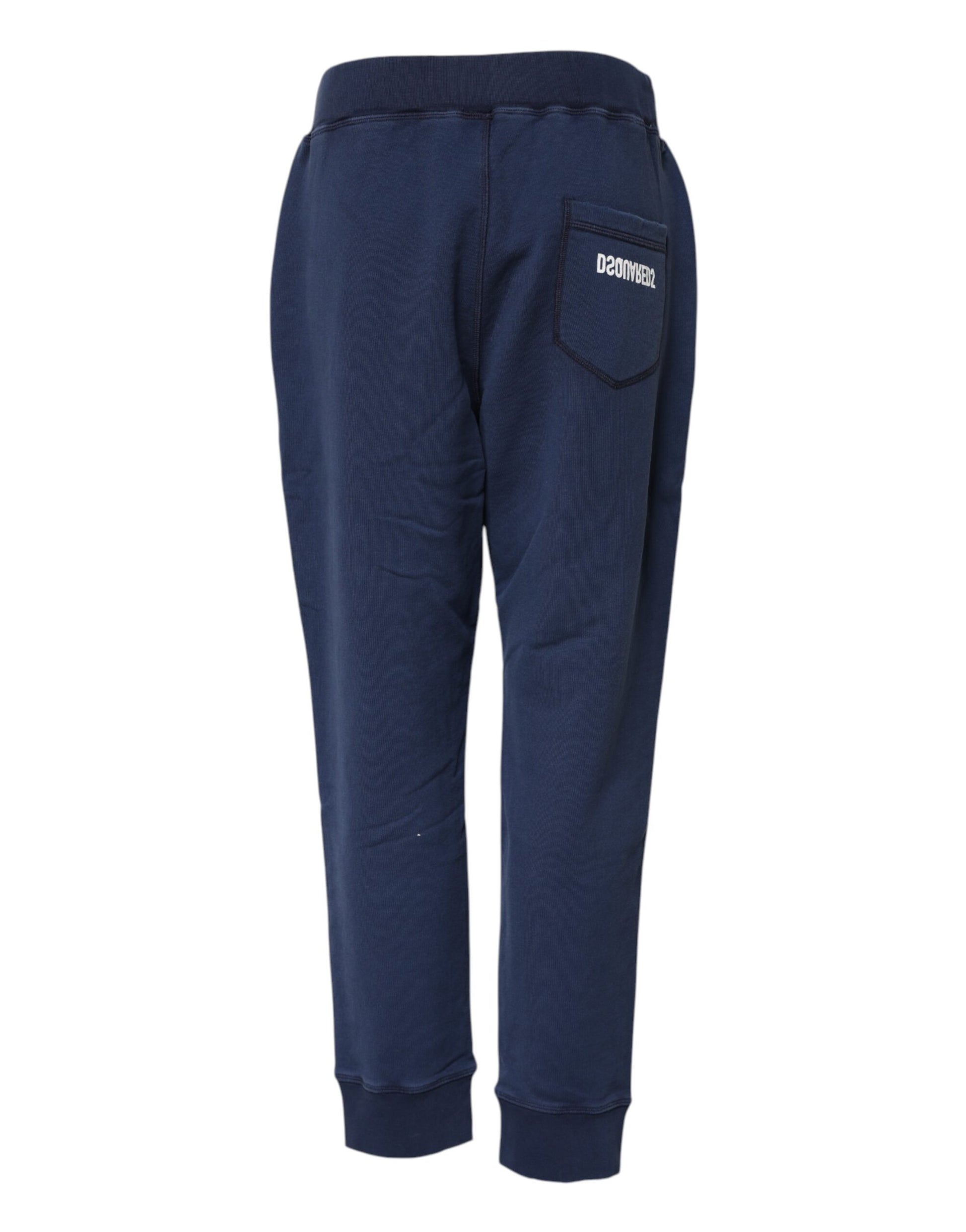 Blaue Jogginghose aus Baumwolle mit mittlerer Taille