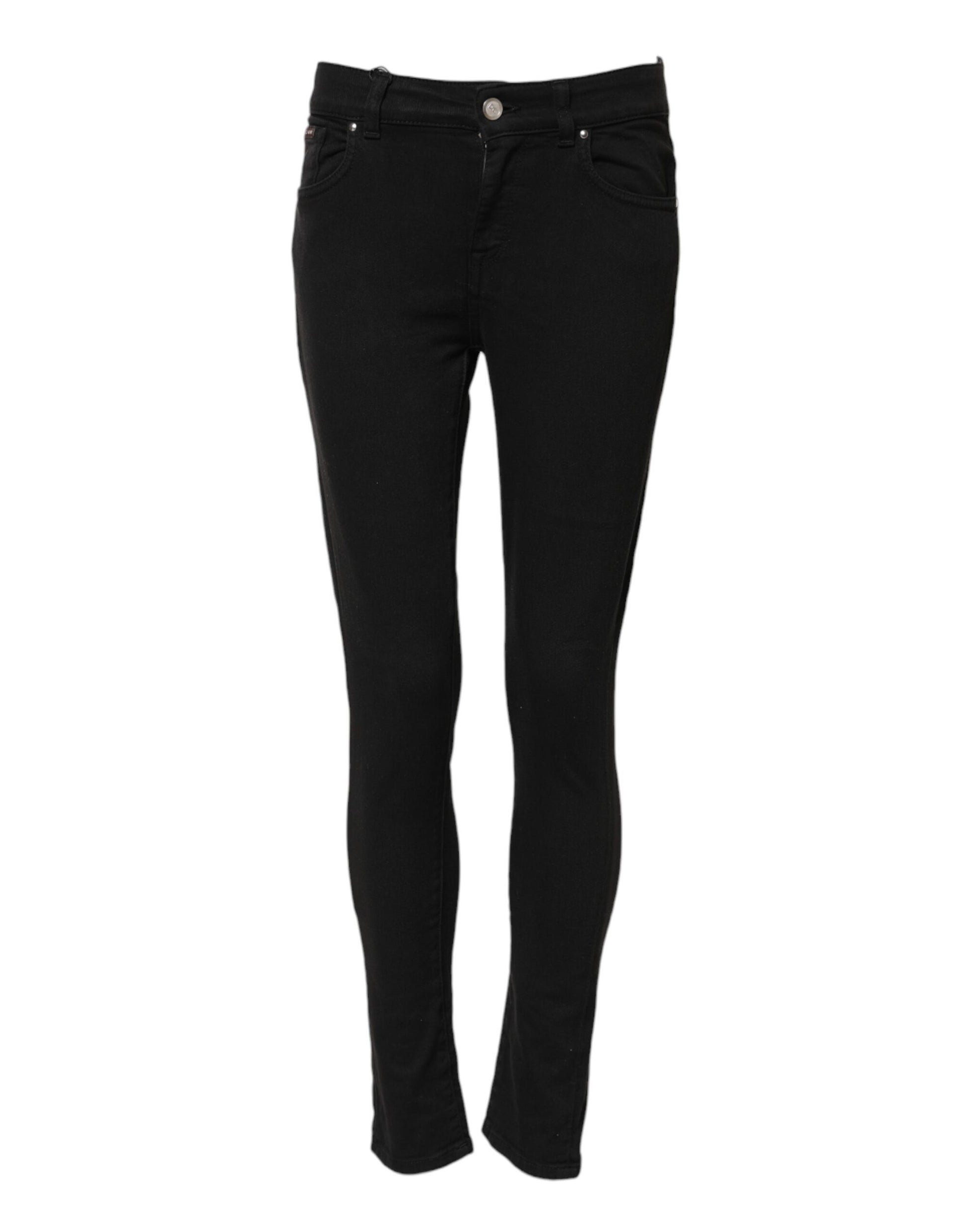 Dolce & Gabbana Black Cotton Skinny Mid Waist Denim Jeans
