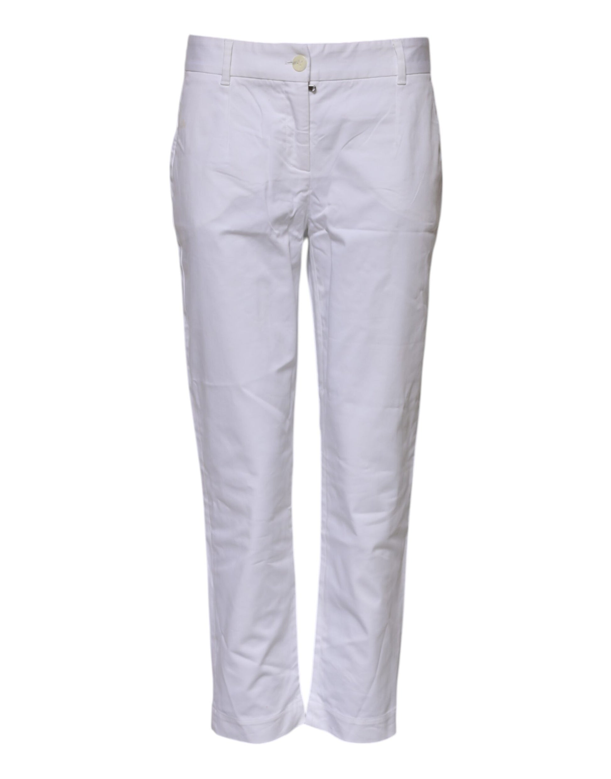 Dolce & Gabbana White Cotton Stretch Mid Waist Jeans