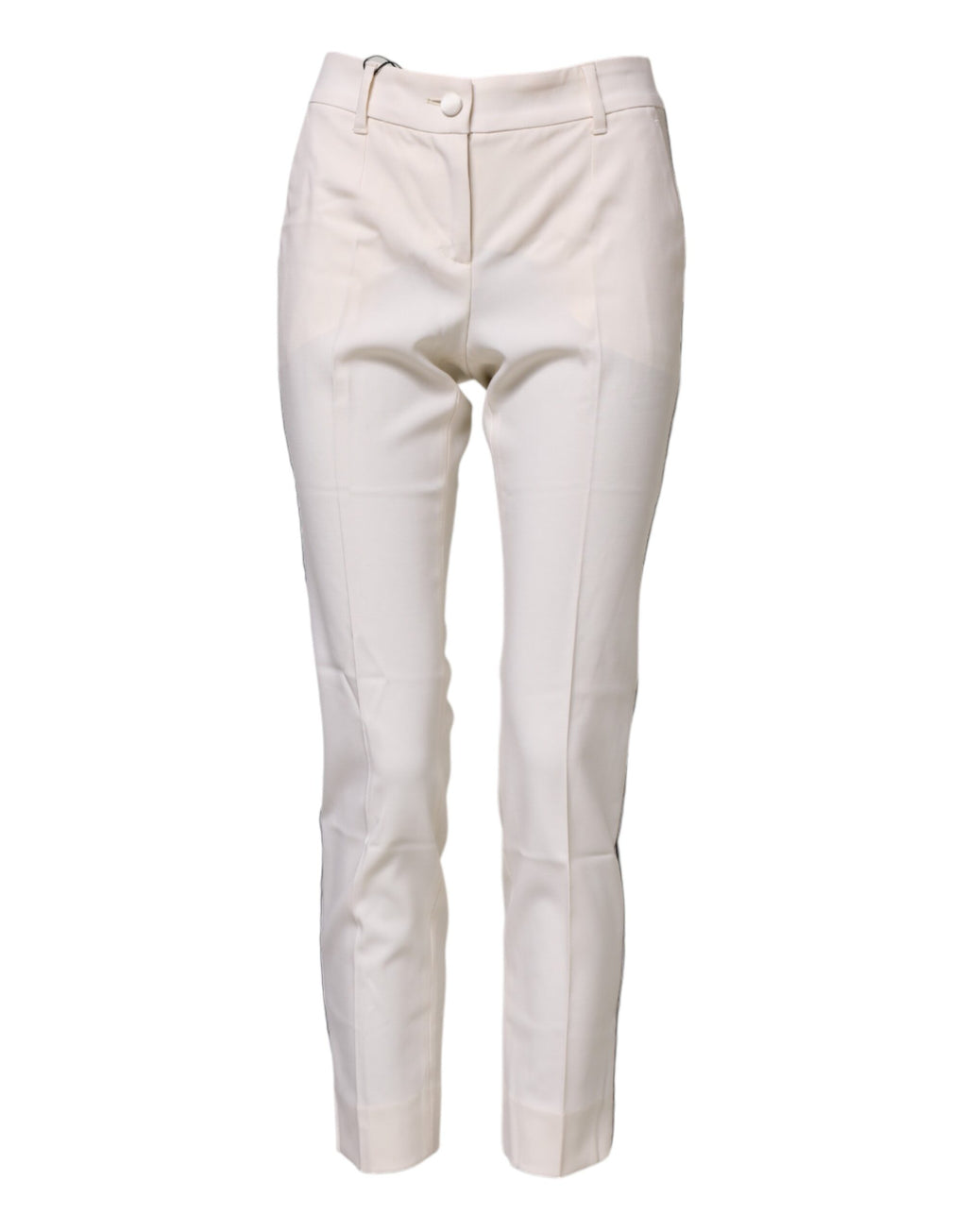 Dolce & Gabbana White Wool Tapered High Waist Pants