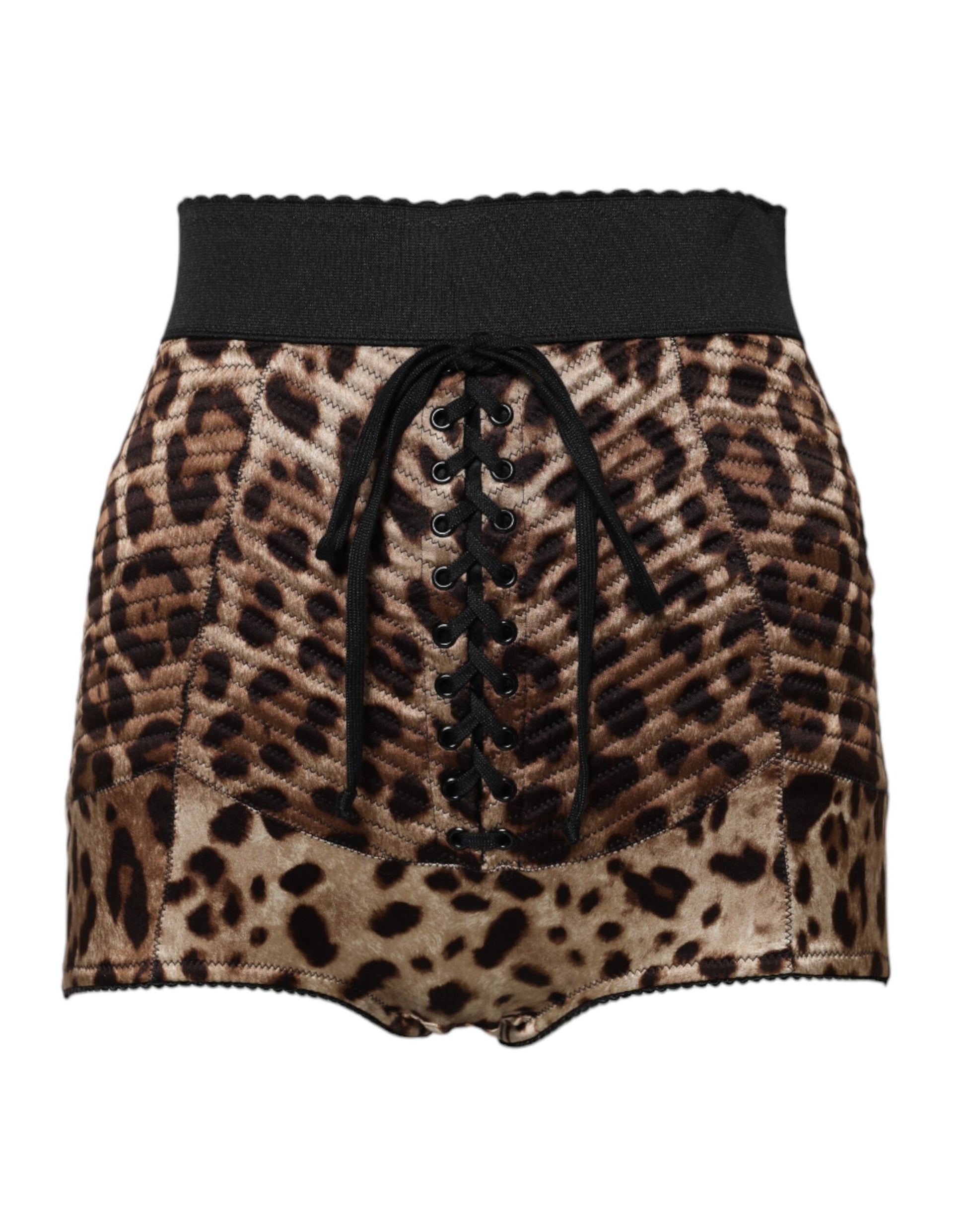 Braune Hotpants-Shorts mit hoher Taille und Leopardenmuster