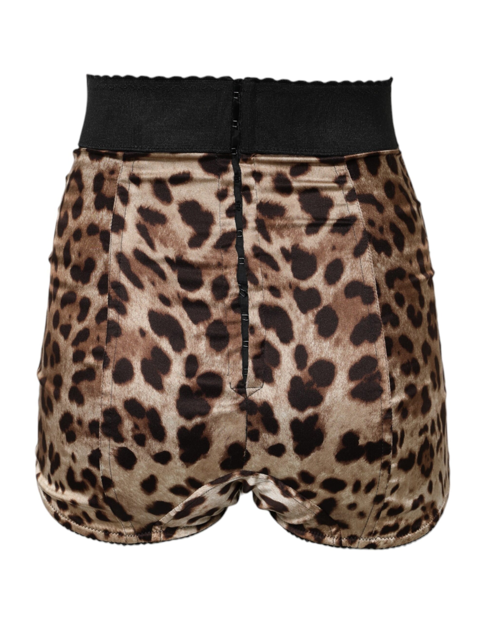 Braune Hotpants-Shorts mit hoher Taille und Leopardenmuster