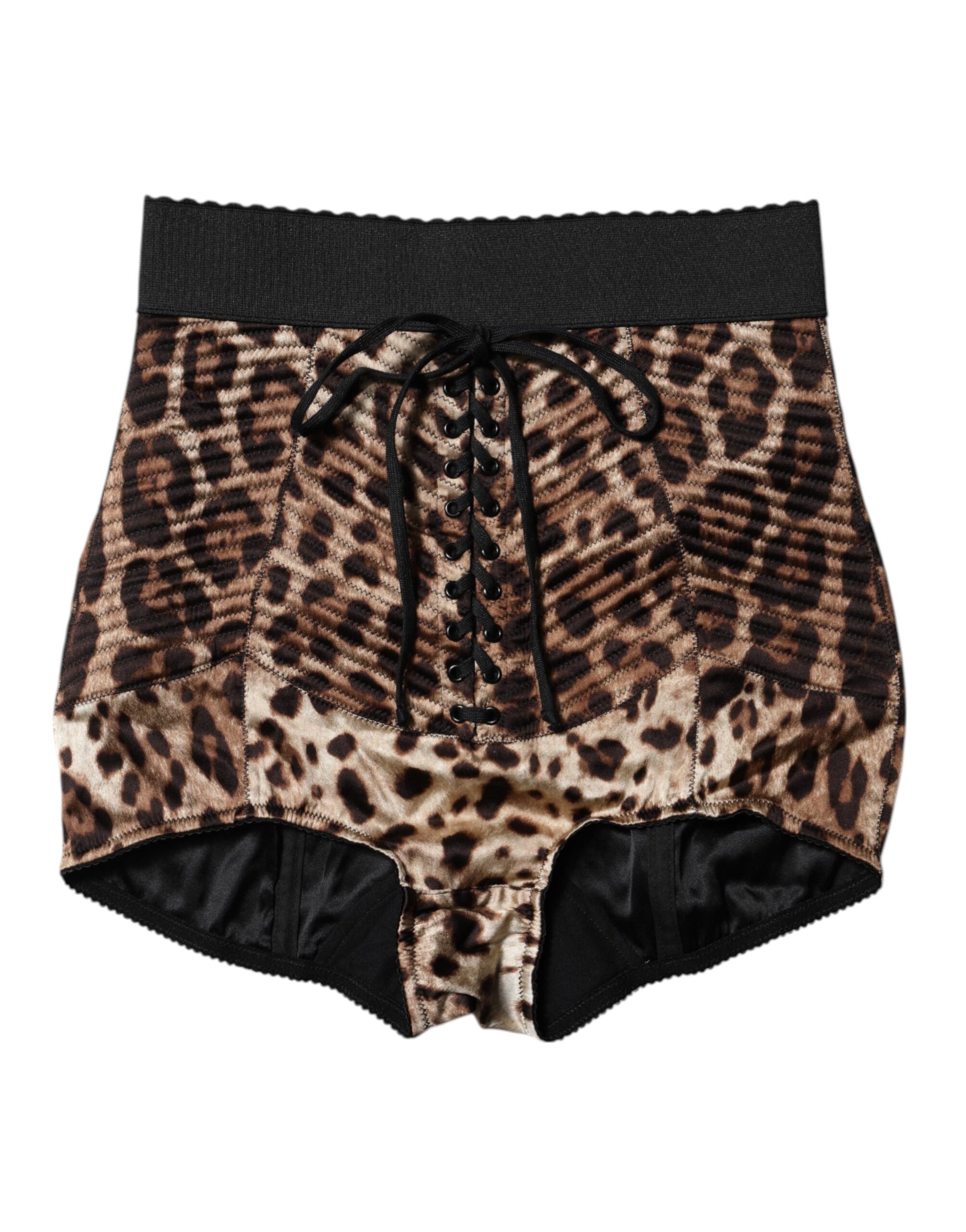 Braune Hotpants-Shorts mit hoher Taille und Leopardenmuster