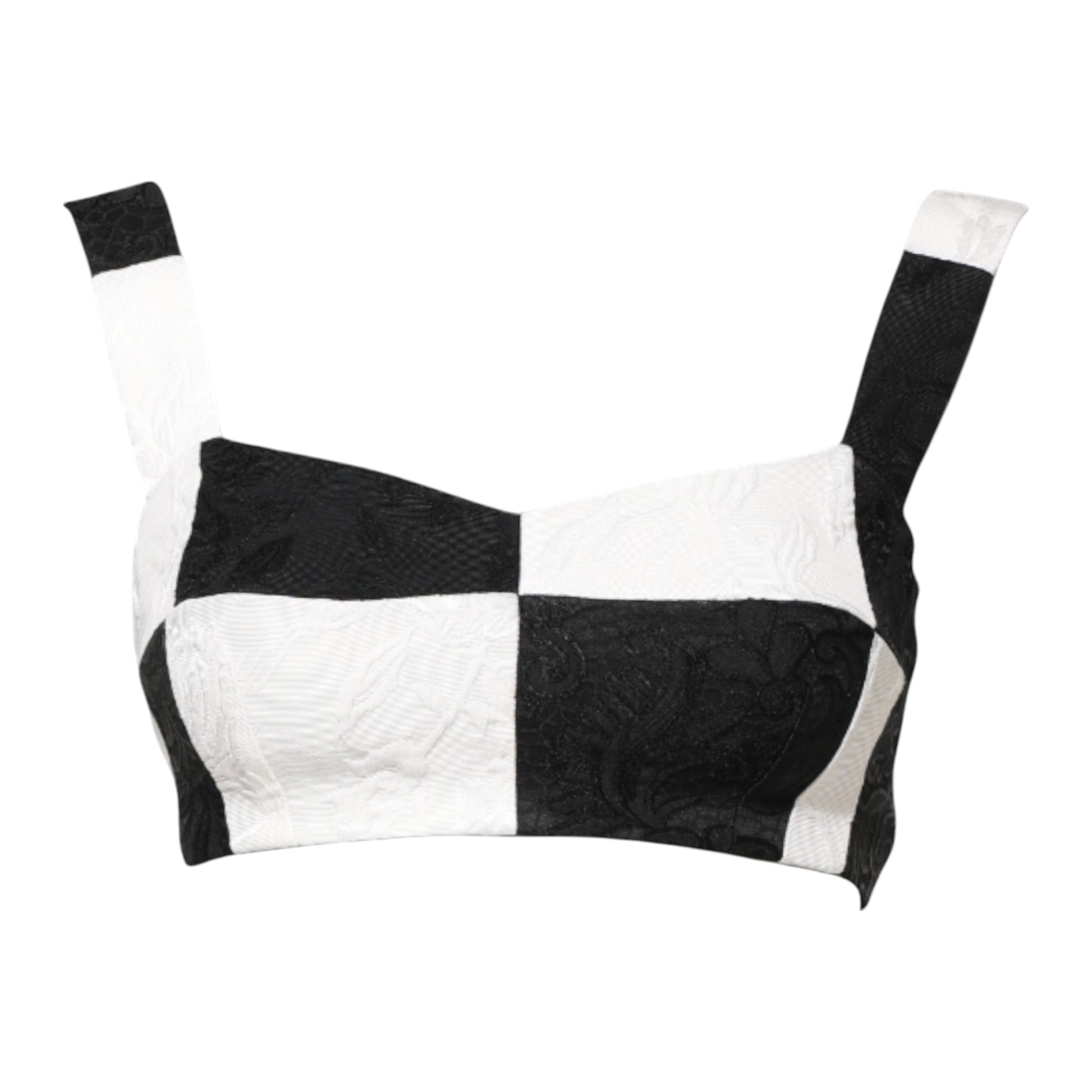 Schwarz-weißes kurzes Bustier-Korsett-BH-Top