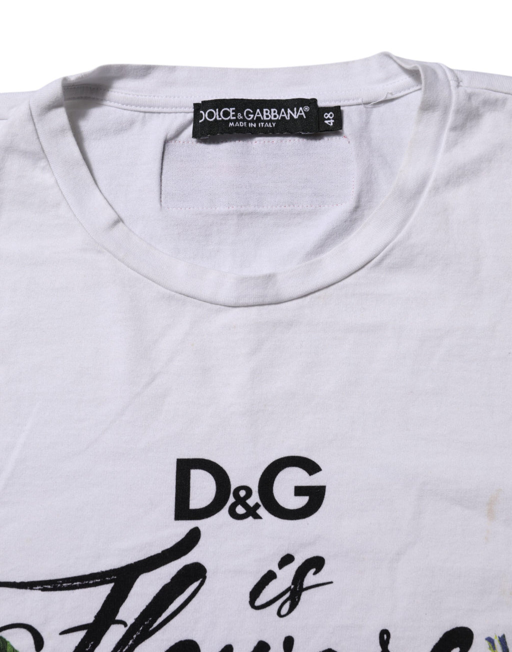 Weißes bedrucktes Kurzarm-T-Shirt aus Baumwolle