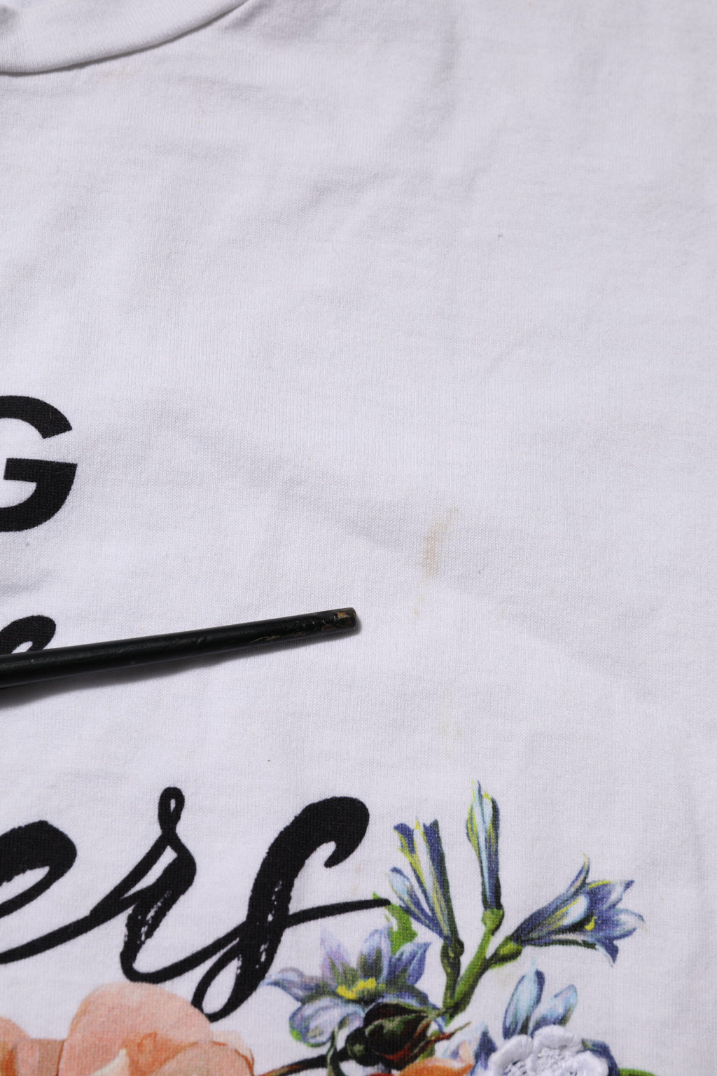 Weißes bedrucktes Kurzarm-T-Shirt aus Baumwolle