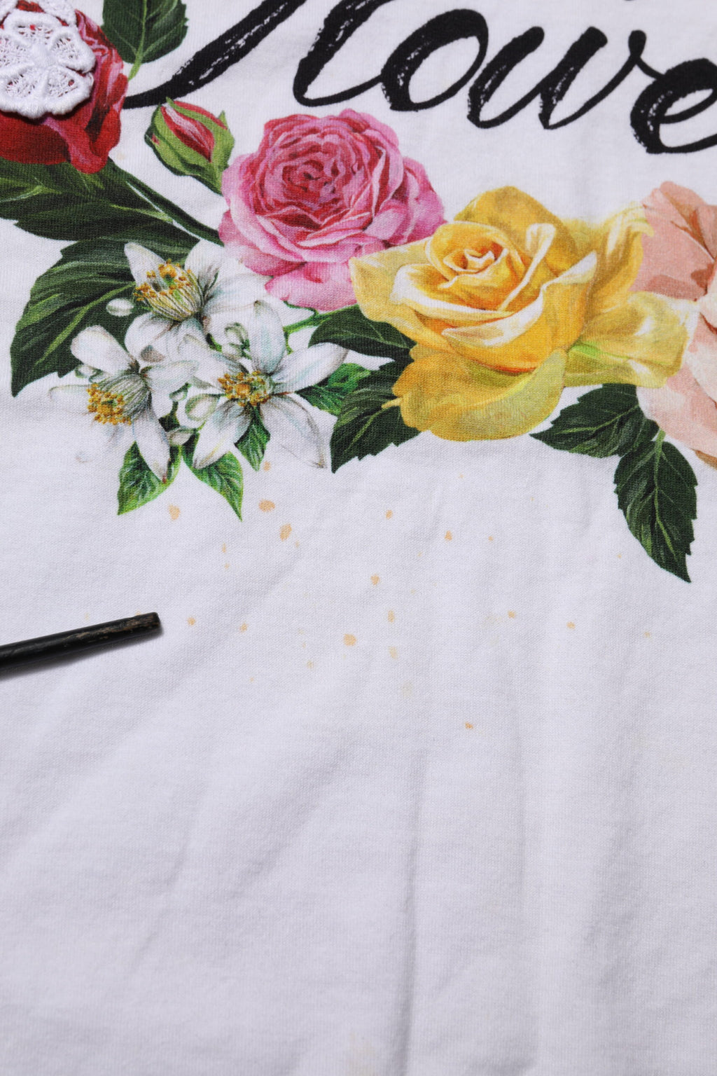 Weißes bedrucktes Kurzarm-T-Shirt aus Baumwolle