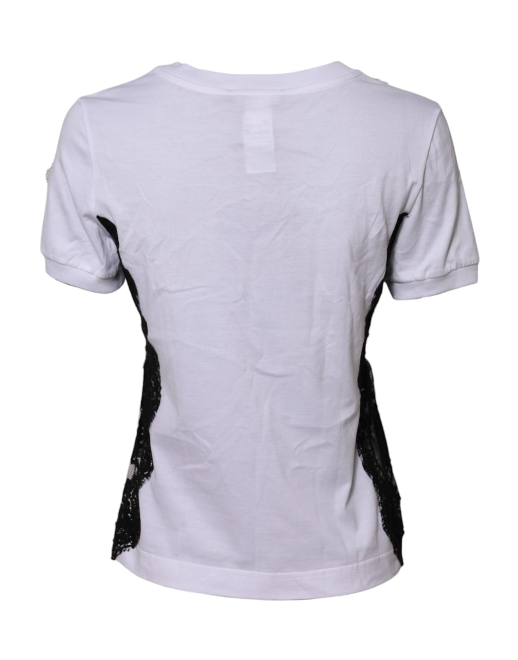 Weißes T-Shirt mit floraler Spitze und DG-Details