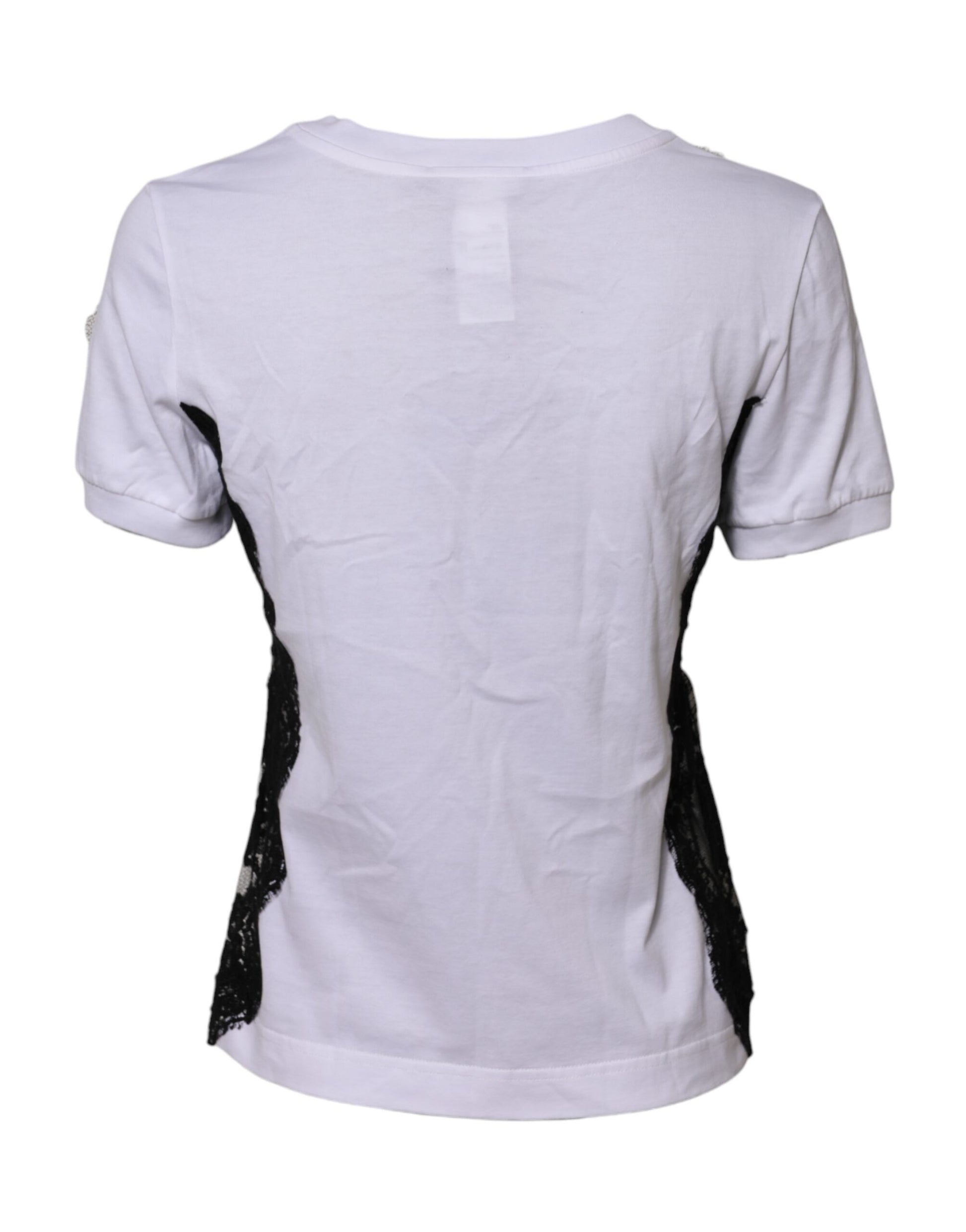Weißes T-Shirt mit floraler Spitze und DG-Details
