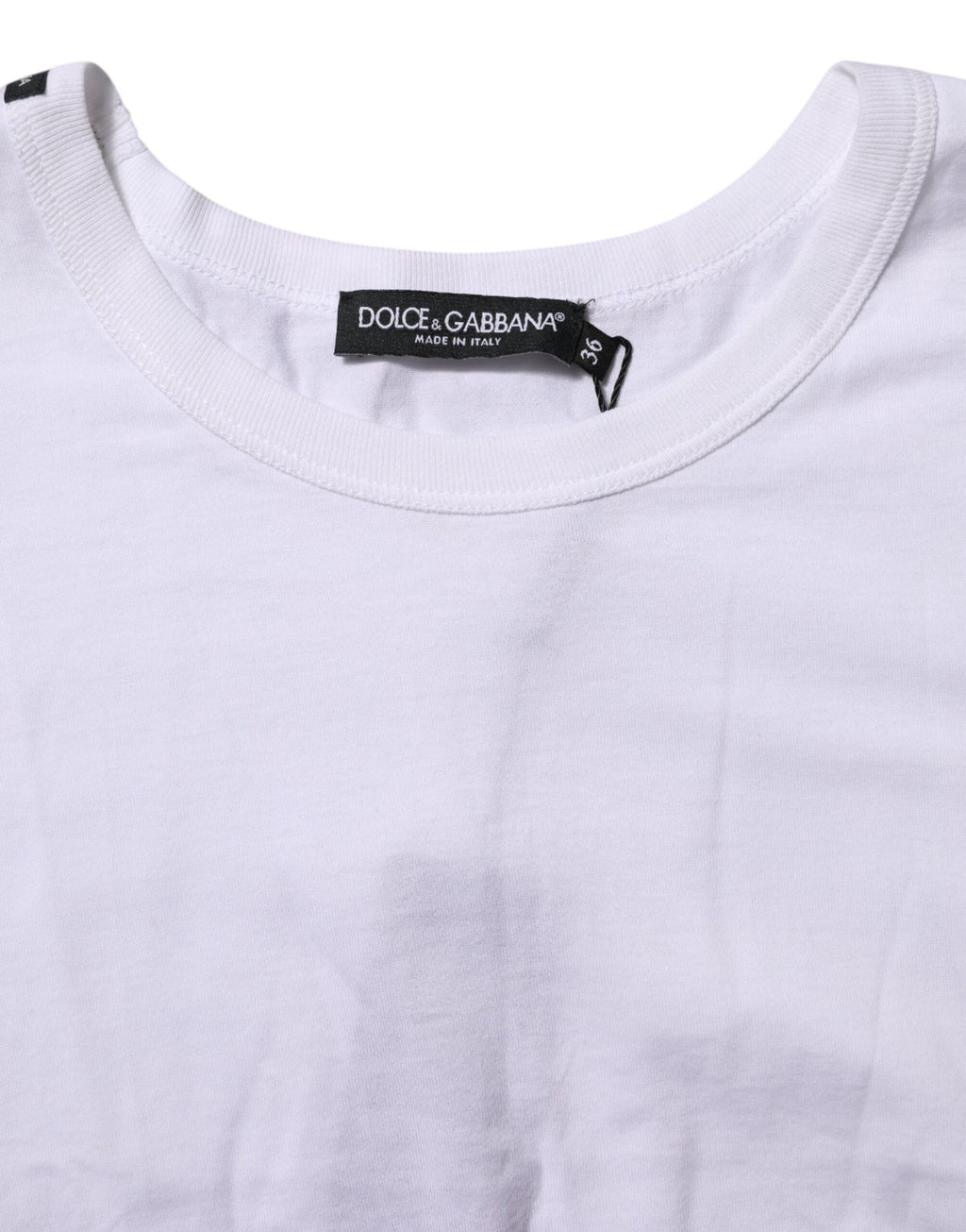 Dolce & Gabbana White Cotton Short Sleeves Cropped T-shirt