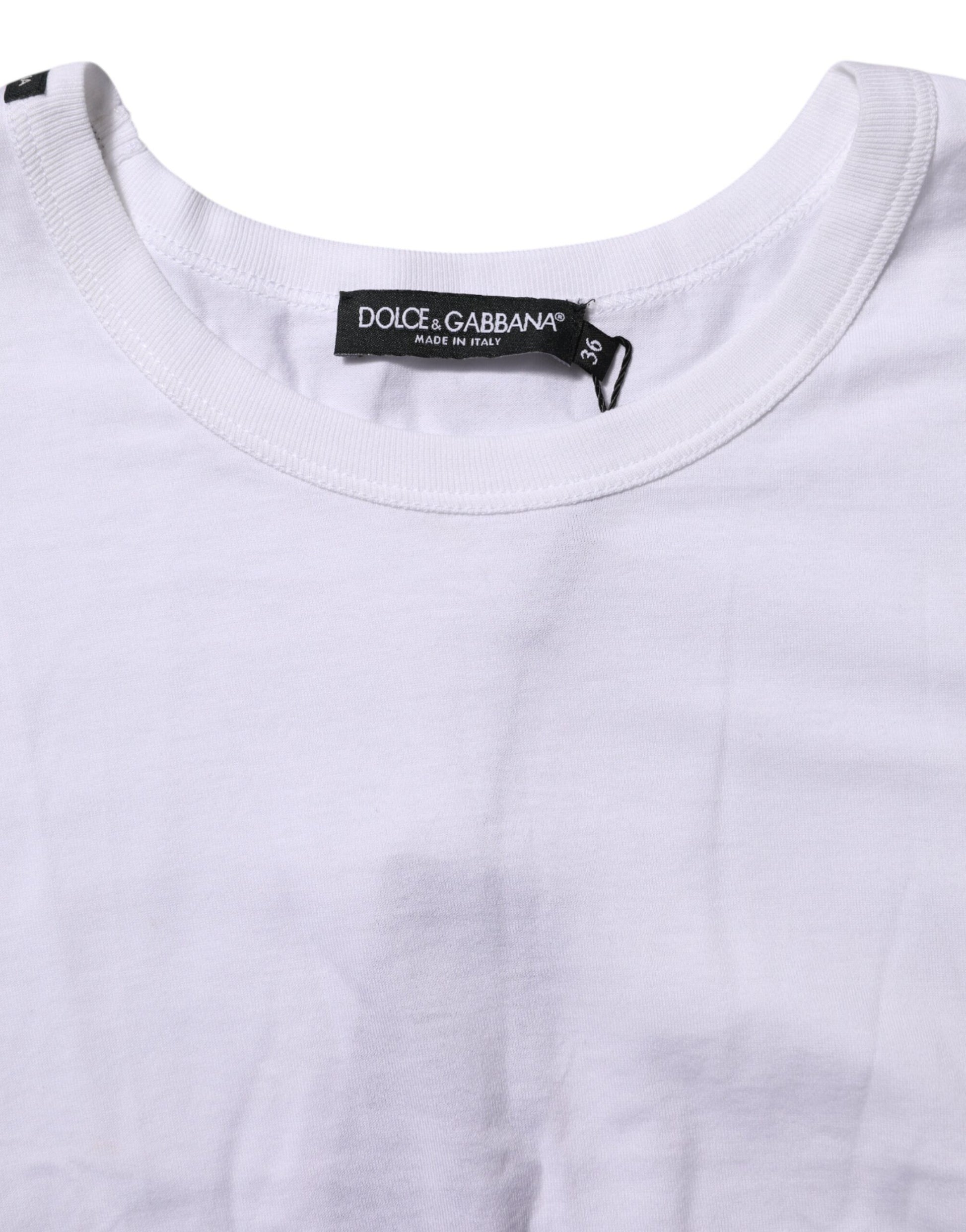Dolce & Gabbana White Cotton Short Sleeves Cropped T-shirt
