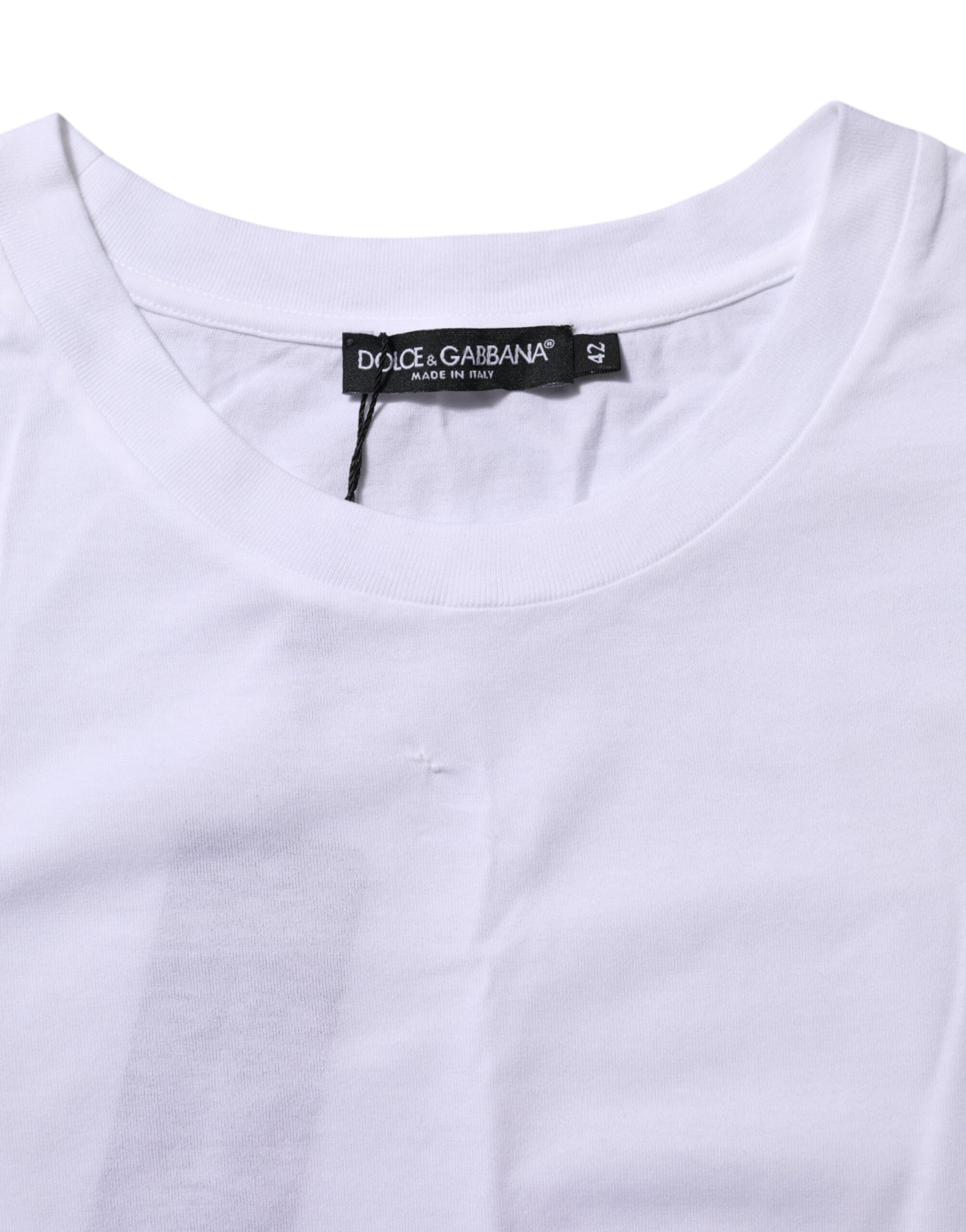 Dolce & Gabbana White Cotton Round Neck Short Sleeves T-shirt