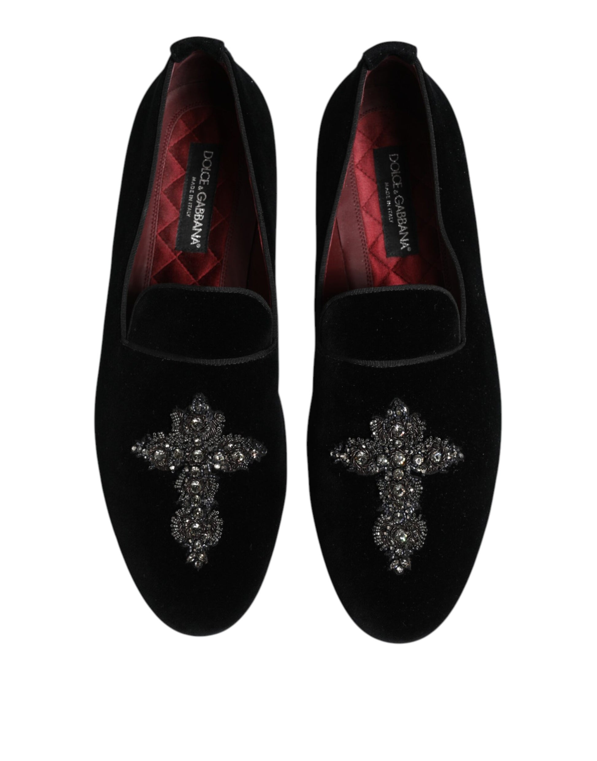Schwarze Abendschuhe aus Samt mit Kristallkrone