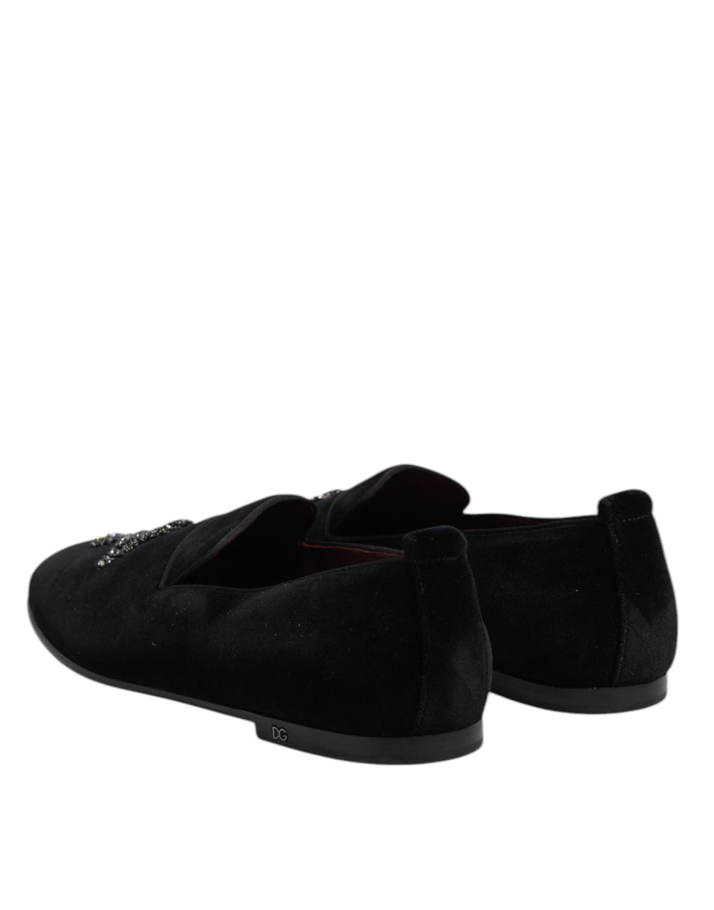 Schwarze Abendschuhe aus Samt mit Kristallkrone