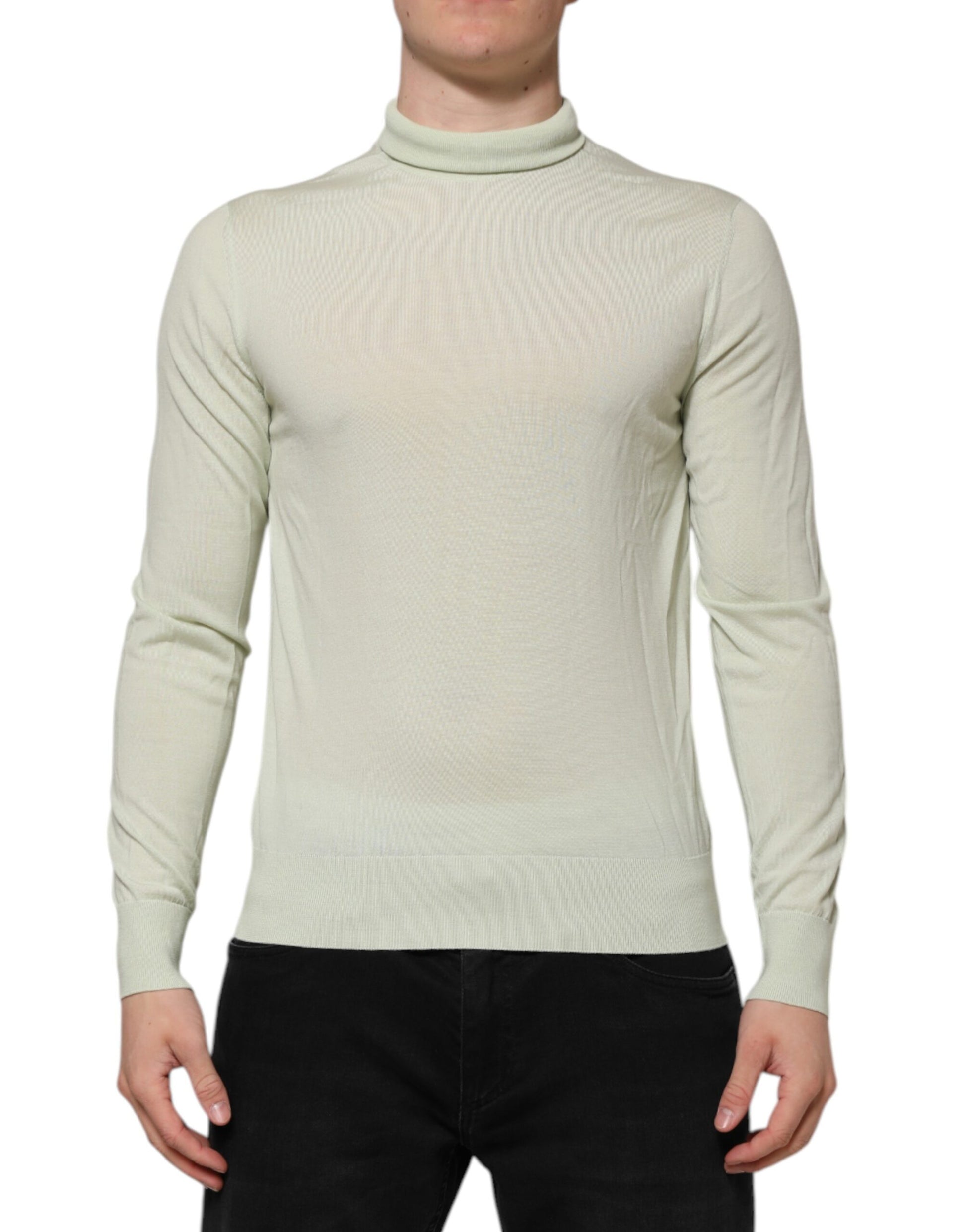 Dolce & Gabbana Mint Green Wool Turtleneck Pullover Sweater