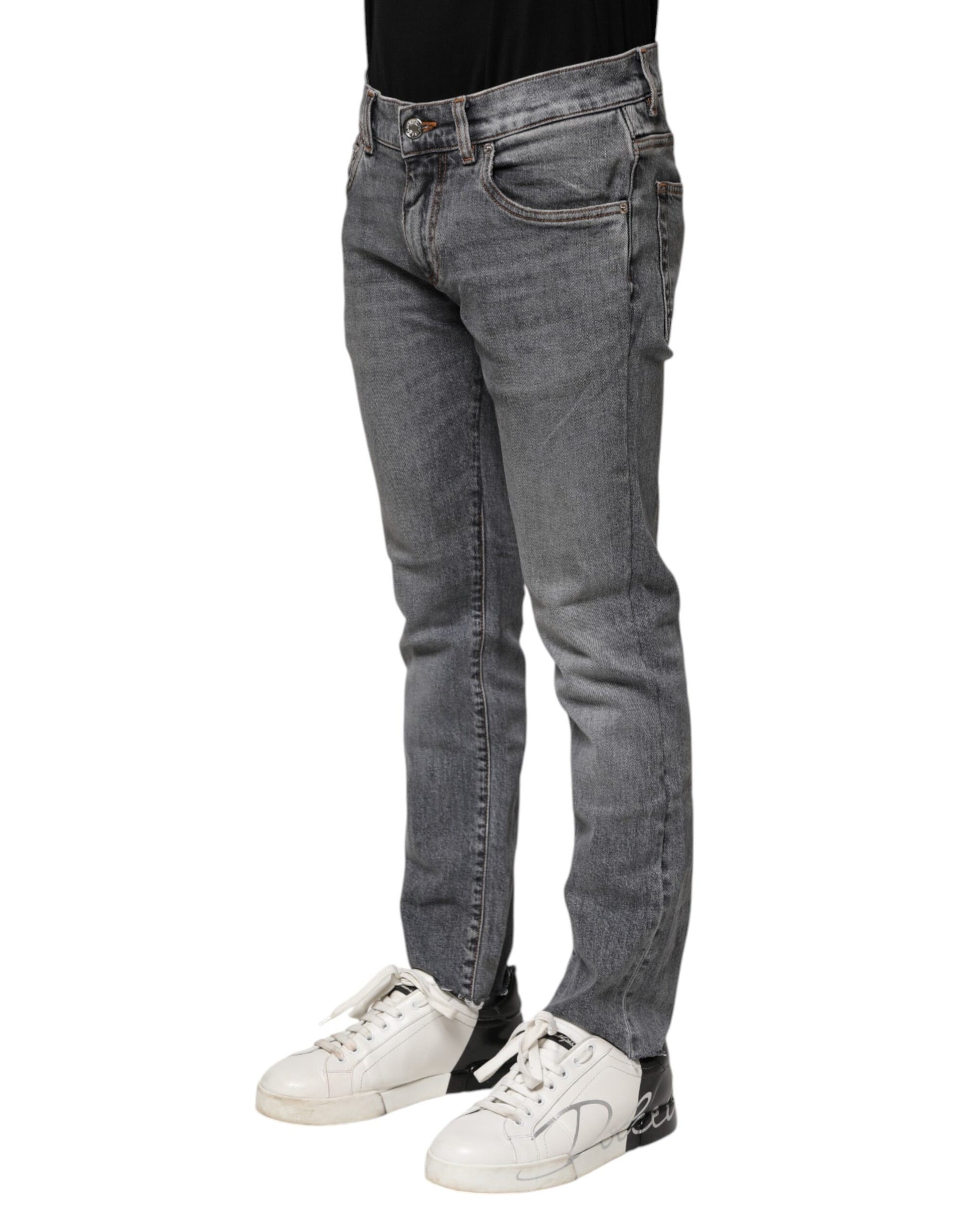 Graue Skinny-Jeans aus Baumwolle