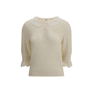 Pullover mit Spitzenkragen