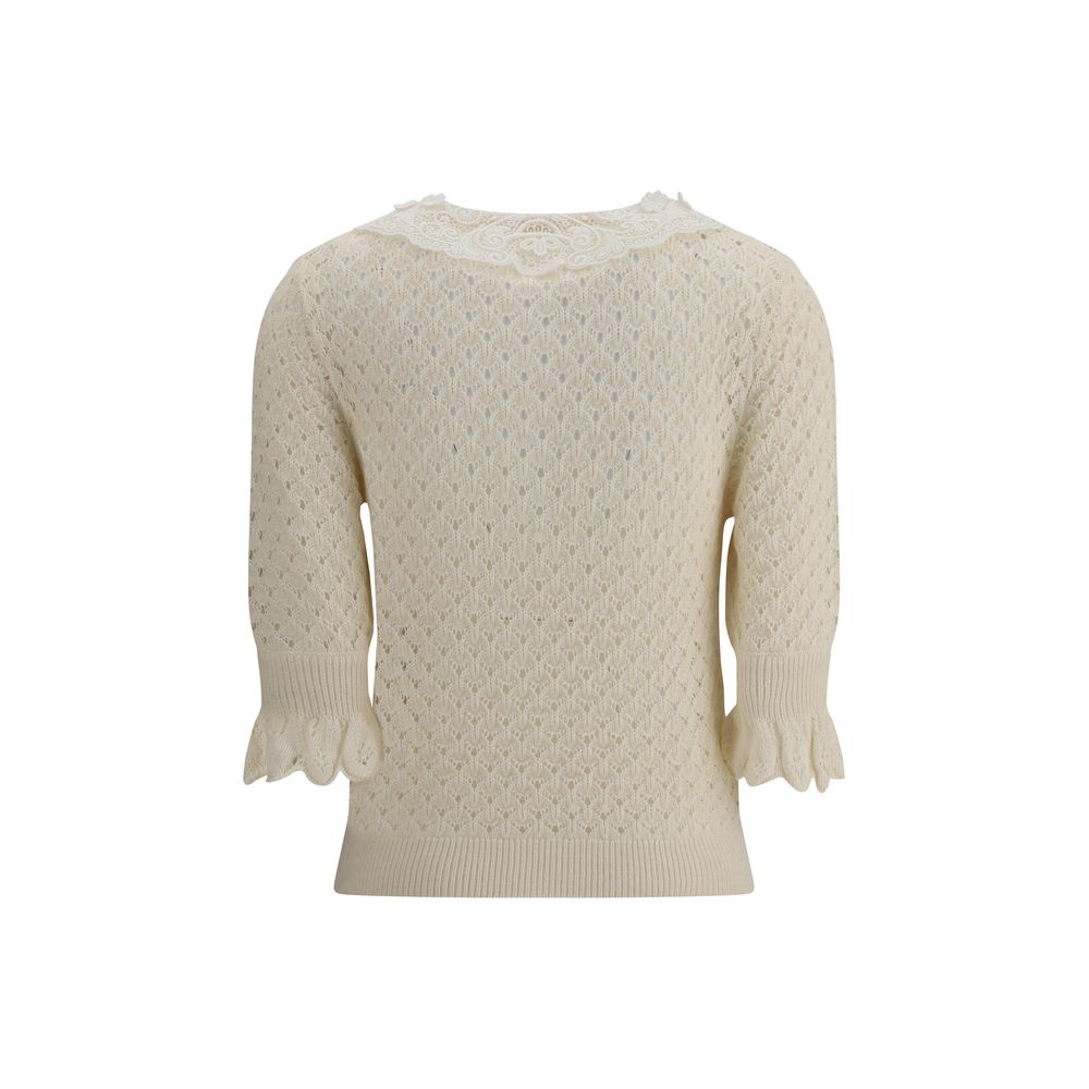 Pullover mit Spitzenkragen