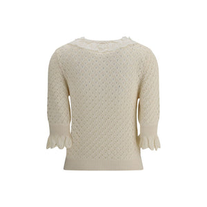 Pullover mit Spitzenkragen