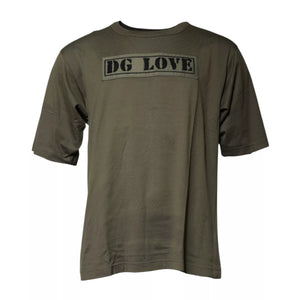 Armeegrünes DG Love Baumwoll-T-Shirt mit Rundhalsausschnitt