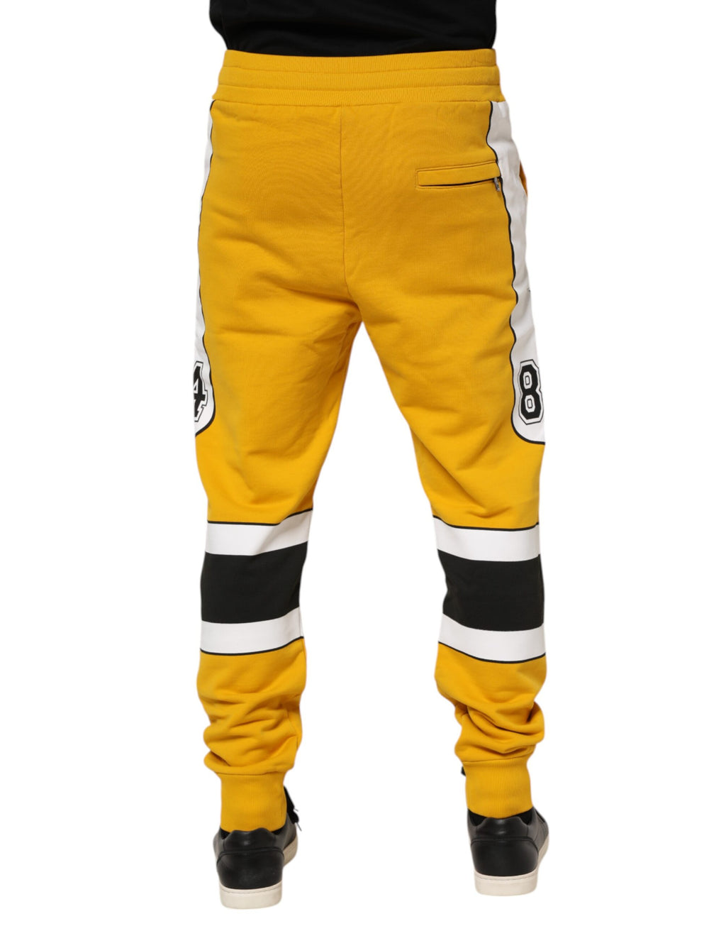 Dolce & Gabbana Yellow Cotton Logo Sweatpants Jogger Pants