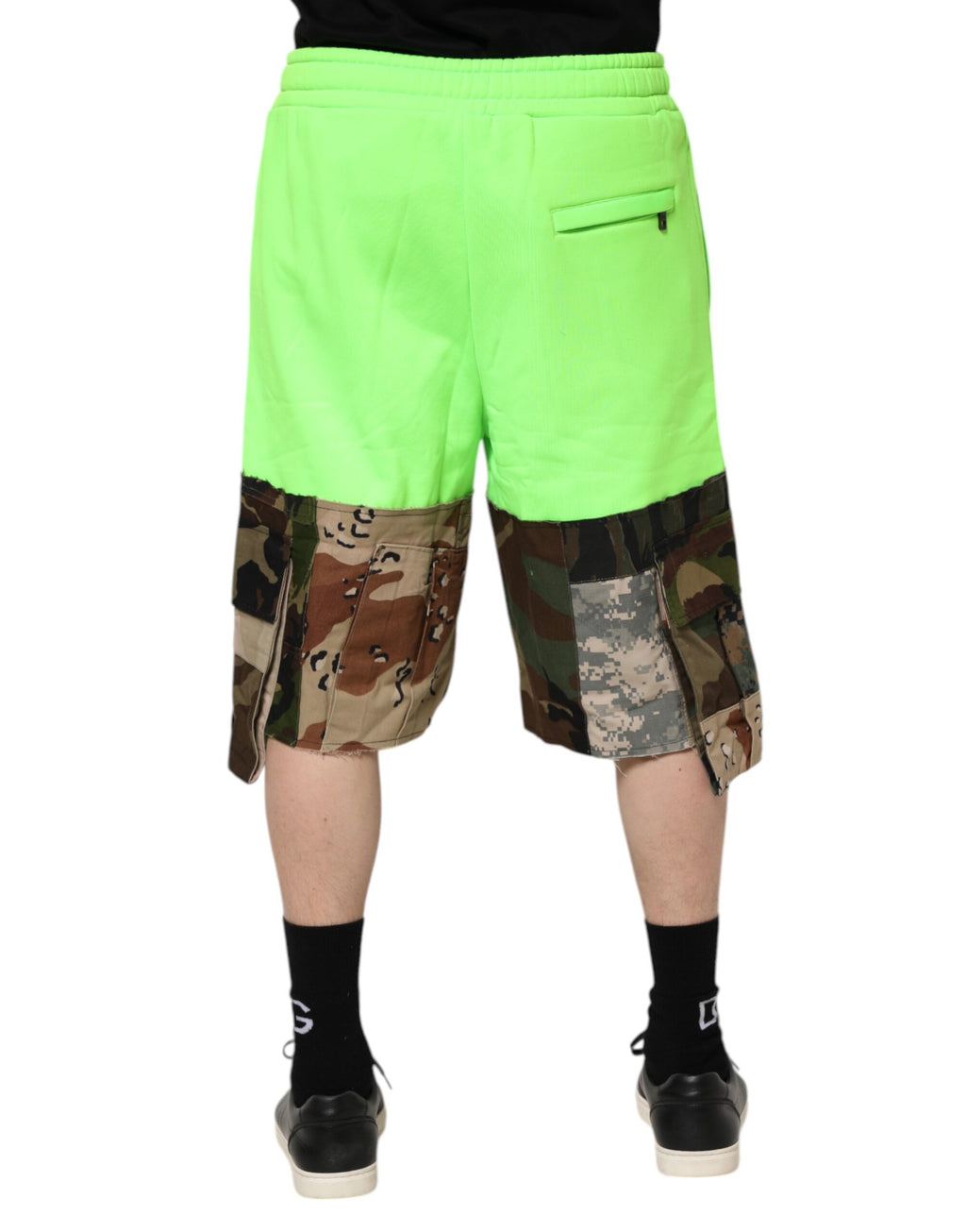 Grüne Patchwork Cargo Bermuda Herren Shorts