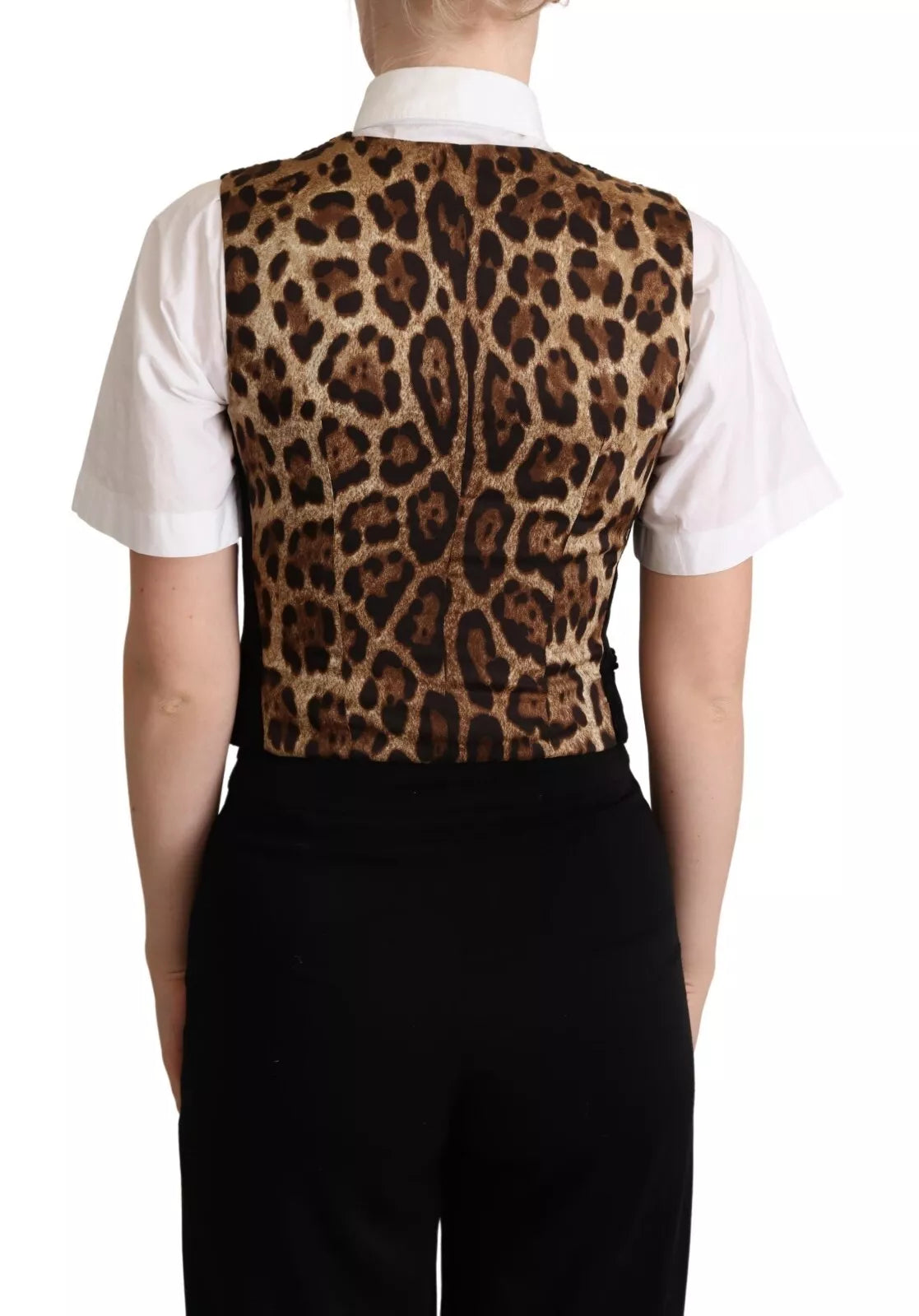 Schwarz-braune Weste mit Leopardenmuster