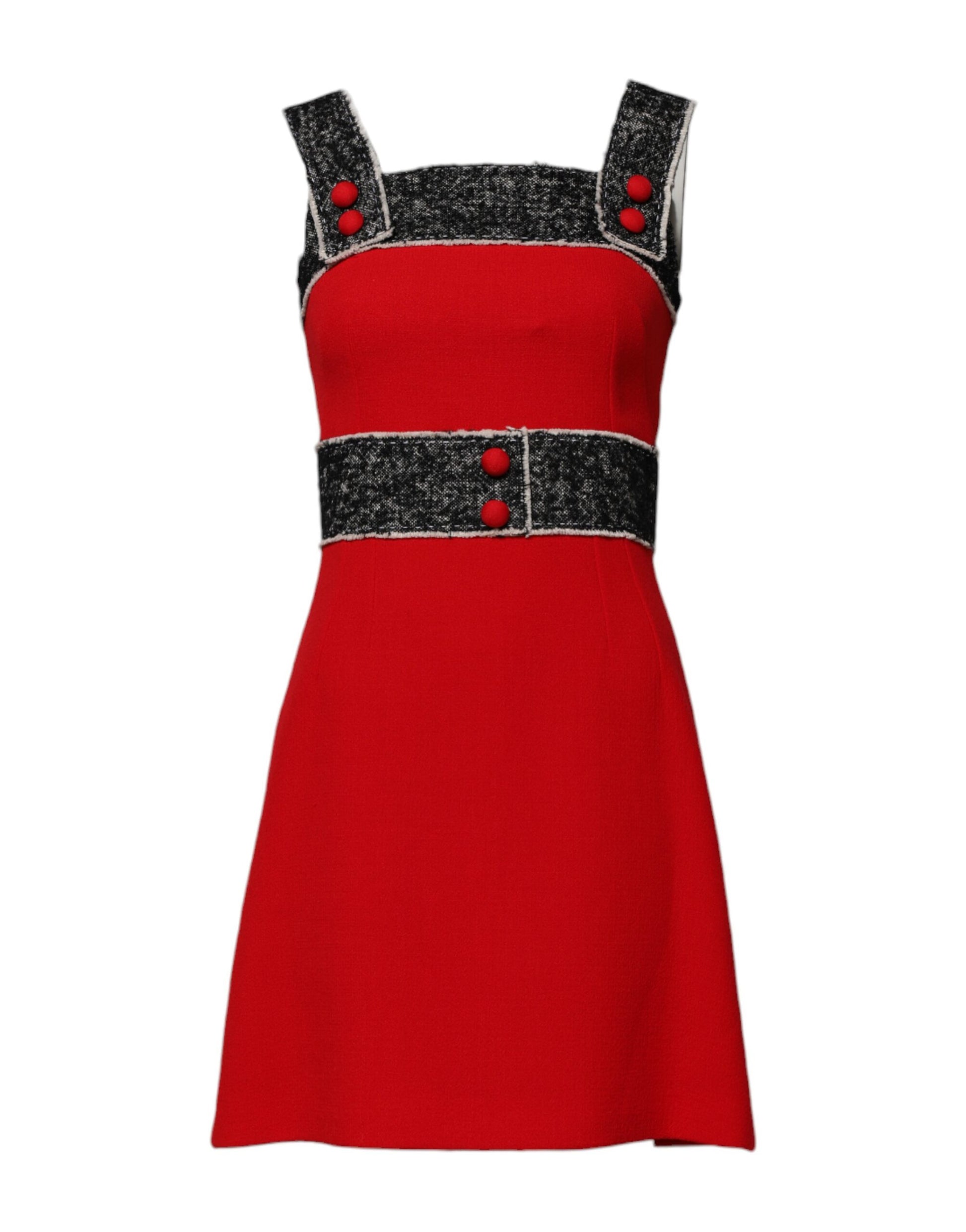 Dolce & Gabbana Red Wool Sleeveless A-line Flared Mini Dress