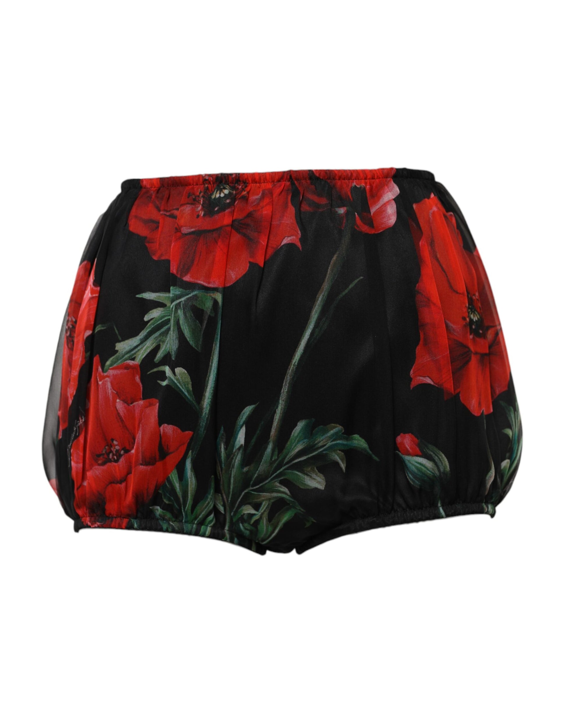 Schwarze Hotpants-Shorts mit Blumenmuster und hoher Taille für Damen