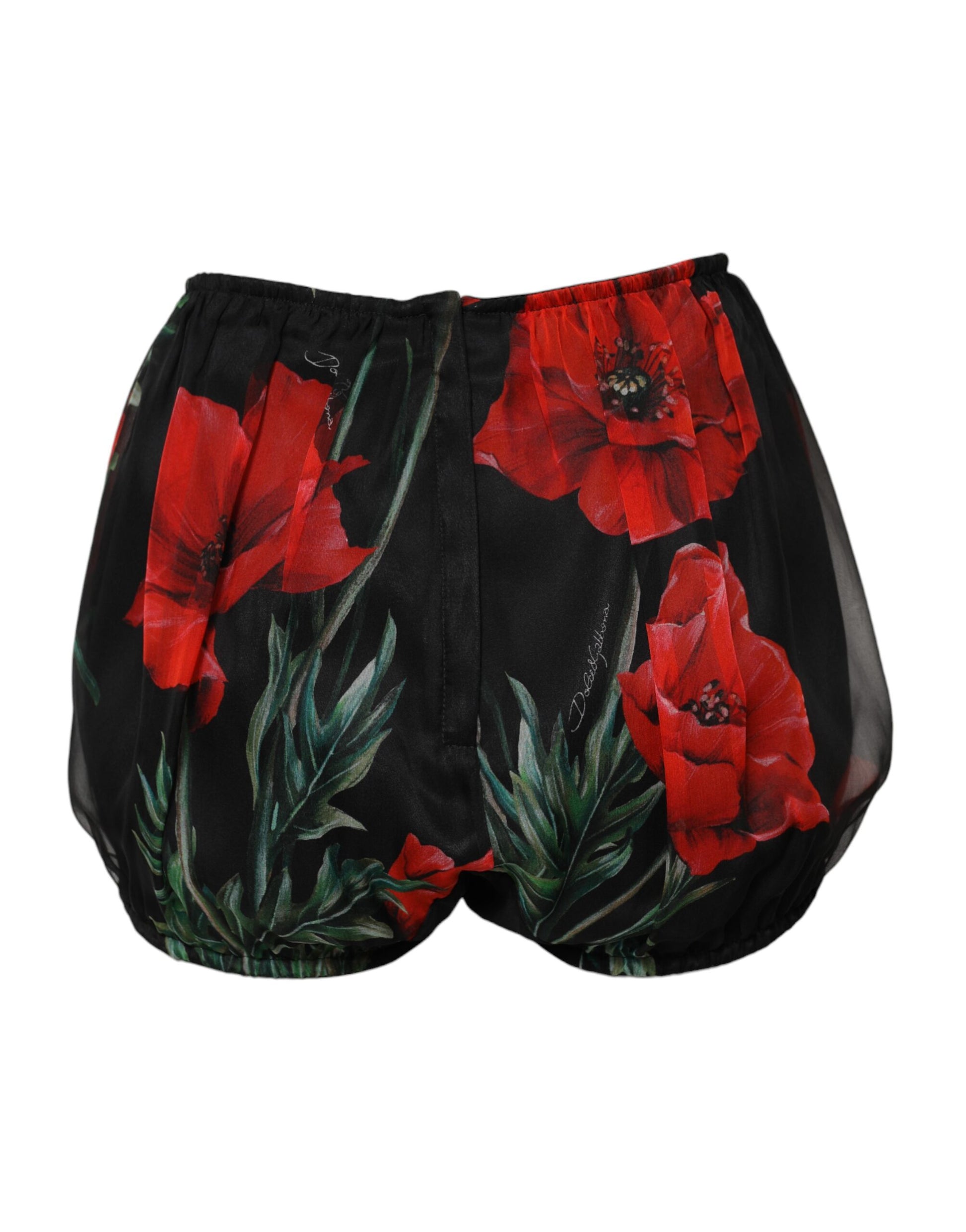Schwarze Hotpants-Shorts mit Blumenmuster und hoher Taille für Damen
