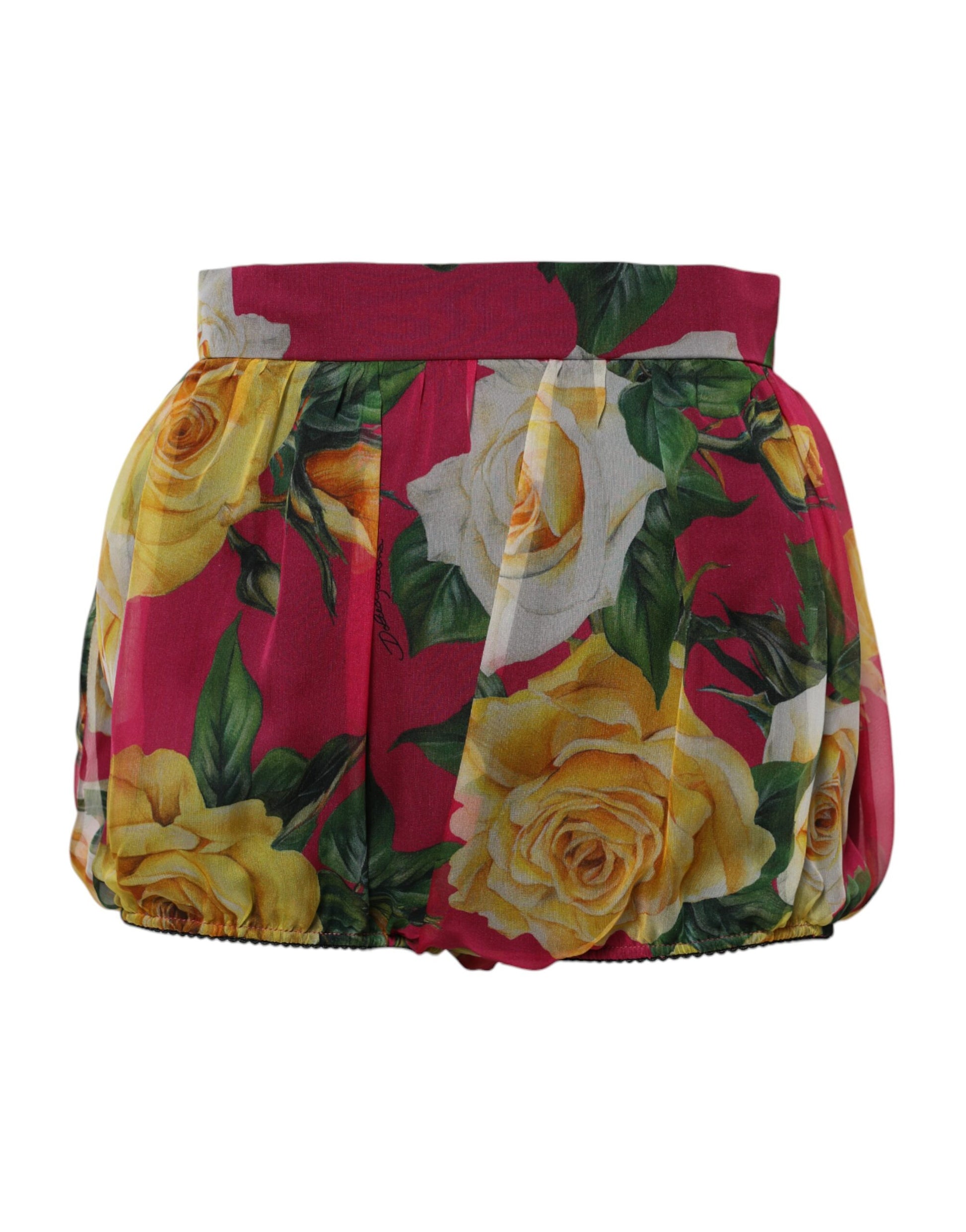 Rote Hotpants-Shorts mit Blumenmuster und hoher Taille für Damen