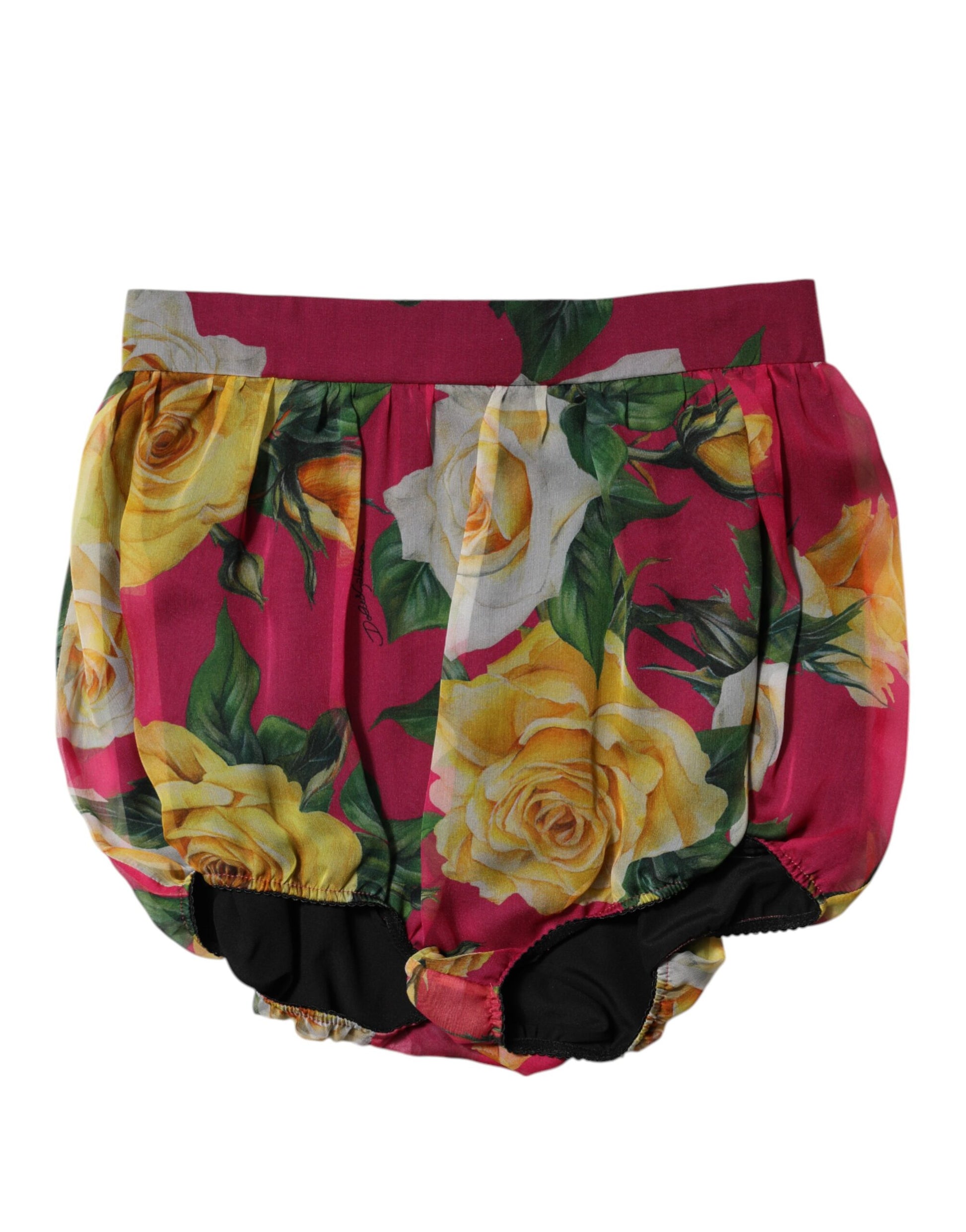 Rote Hotpants-Shorts mit Blumenmuster und hoher Taille für Damen