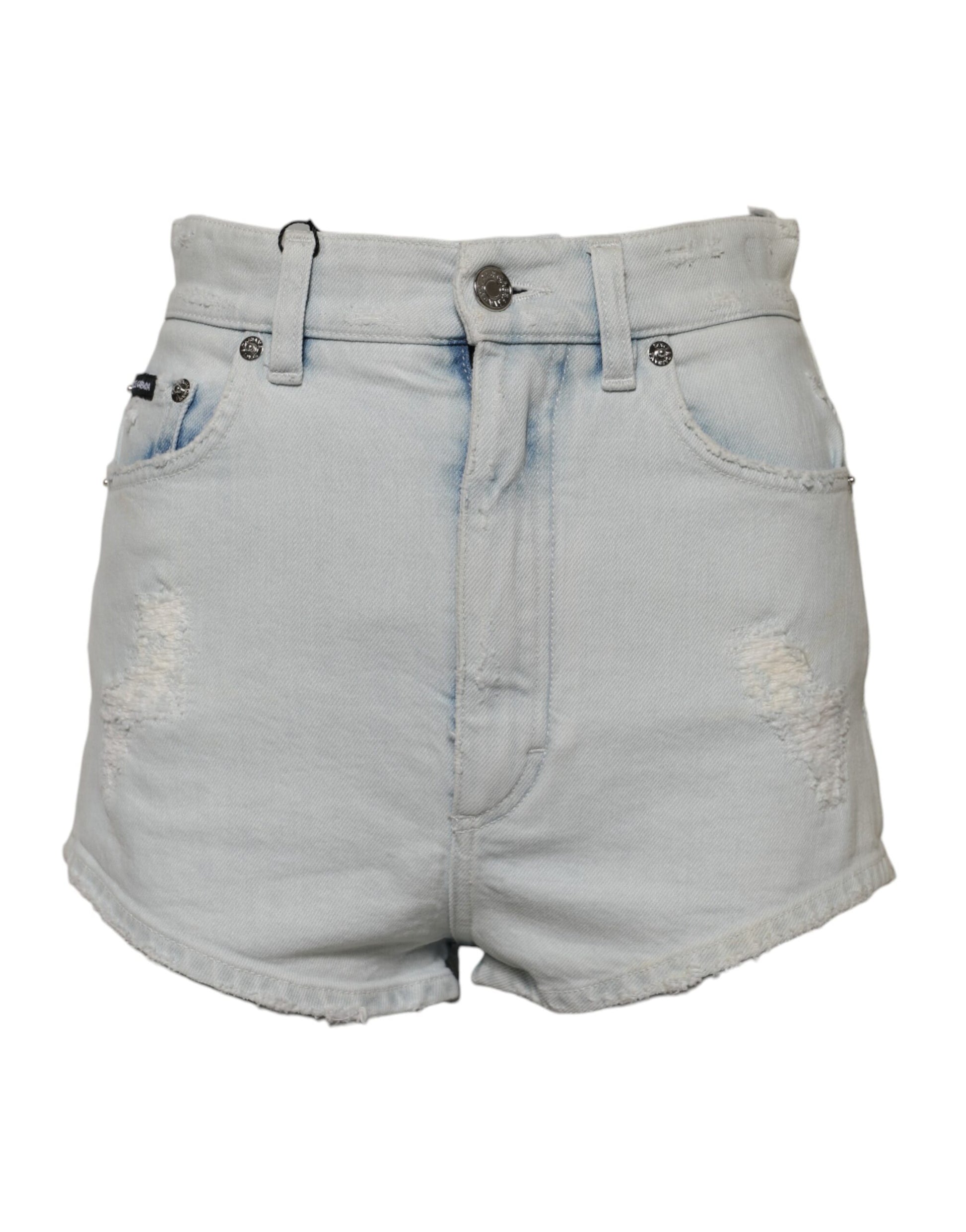 Hellblaue Hotpants-Shorts aus gewaschenem Denim