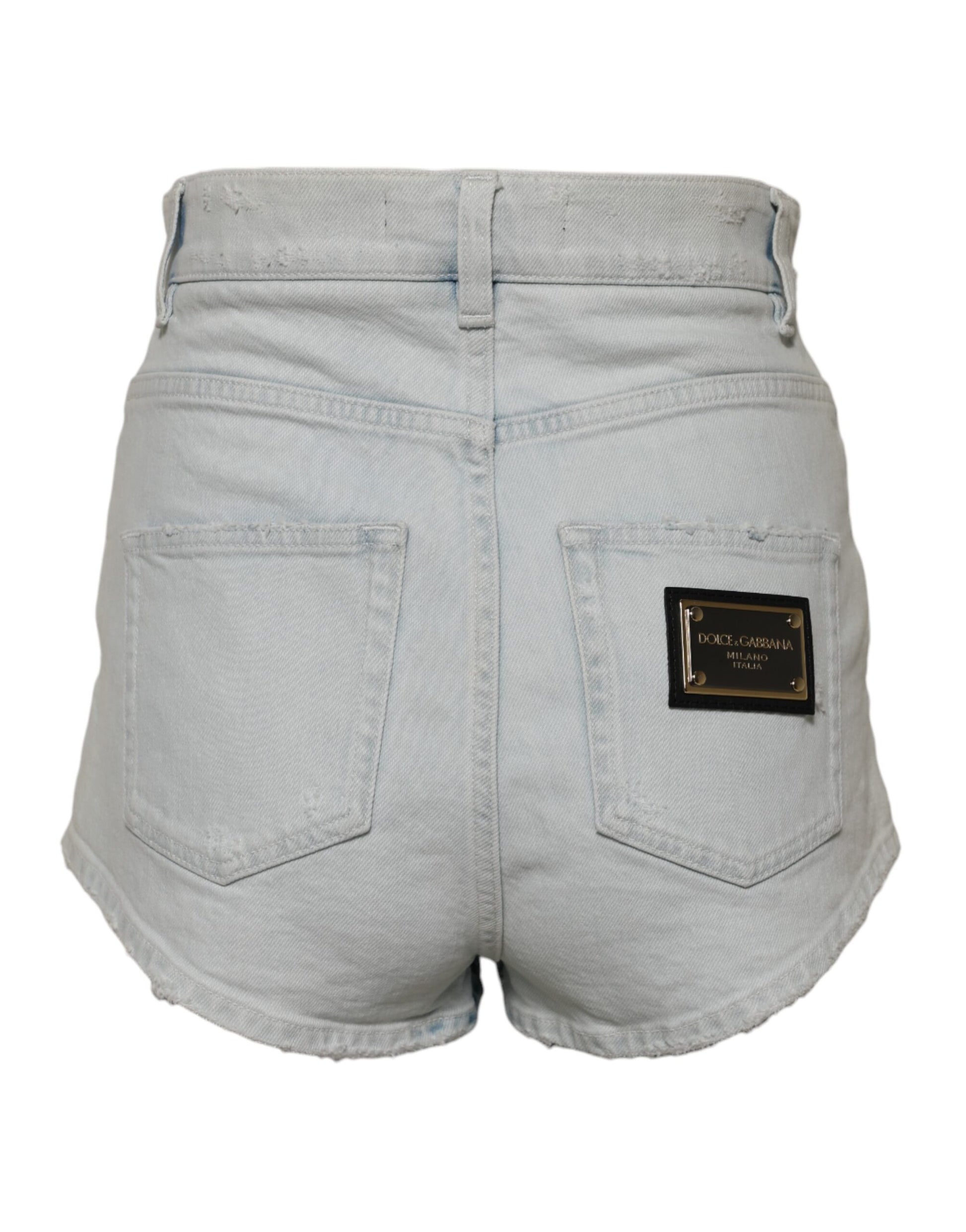 Hellblaue Hotpants-Shorts aus gewaschenem Denim