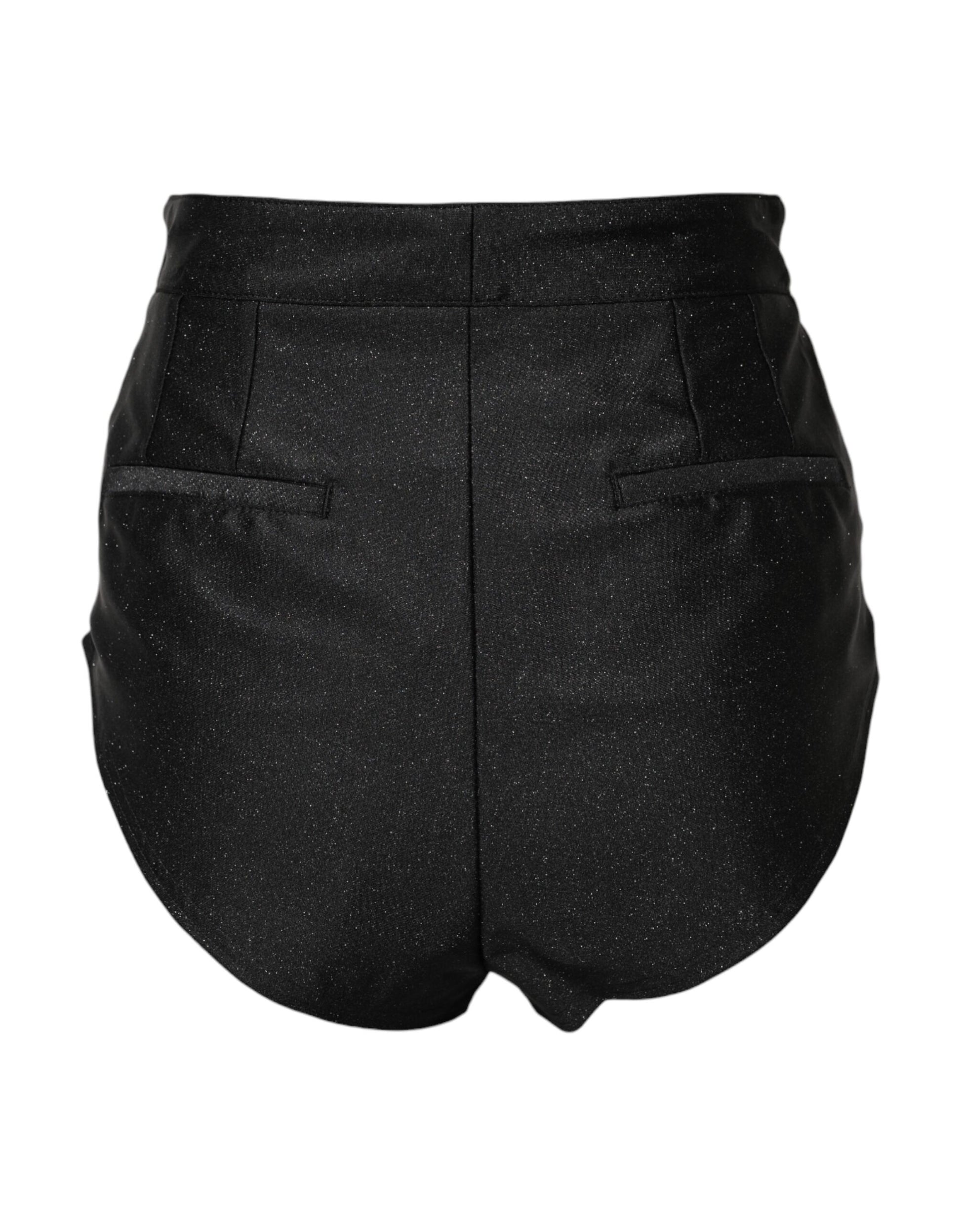 Schwarze Viskose-Hotpants mit hoher Taille