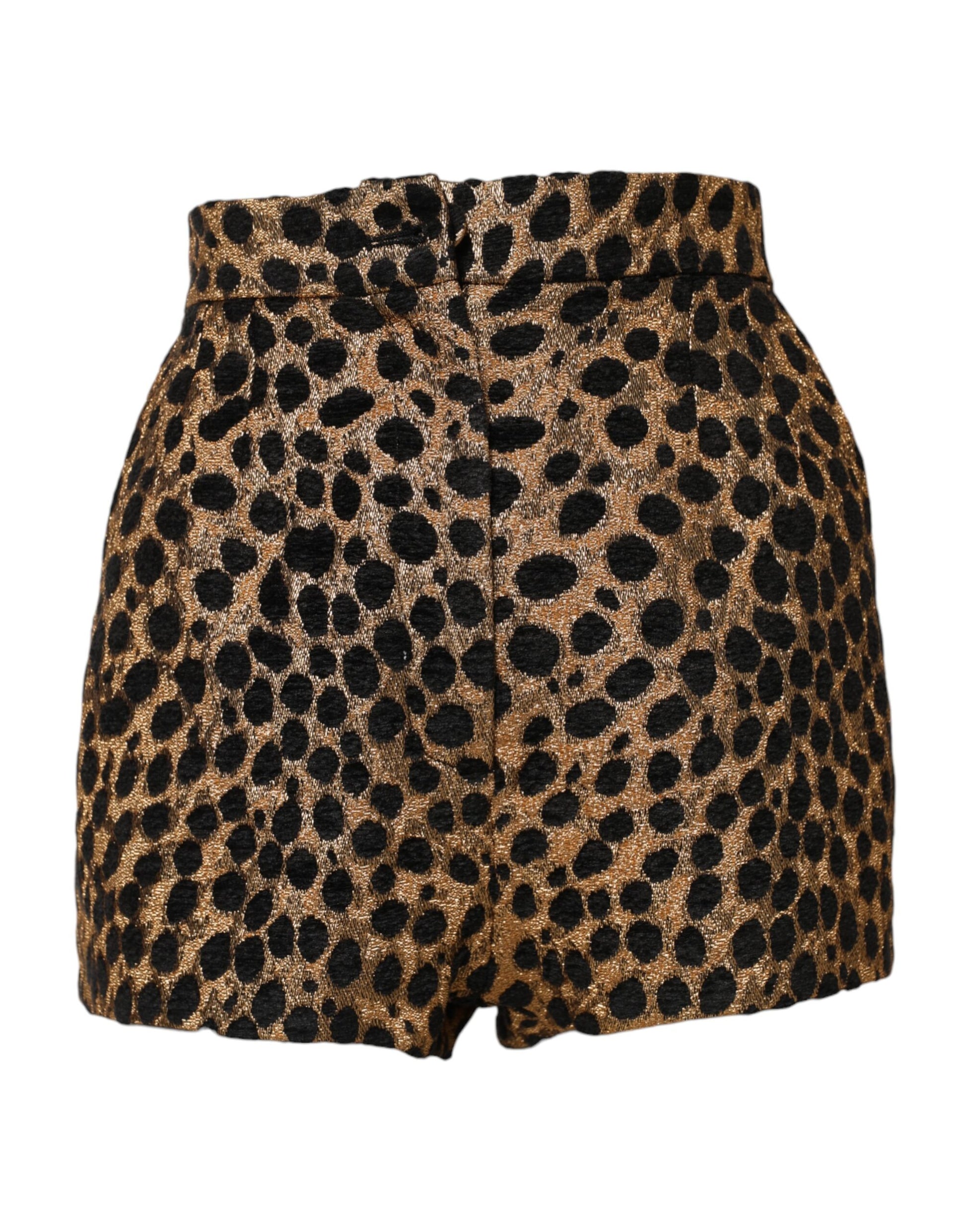 Braune Hotpants-Shorts mit Leopardenmuster und hoher Taille