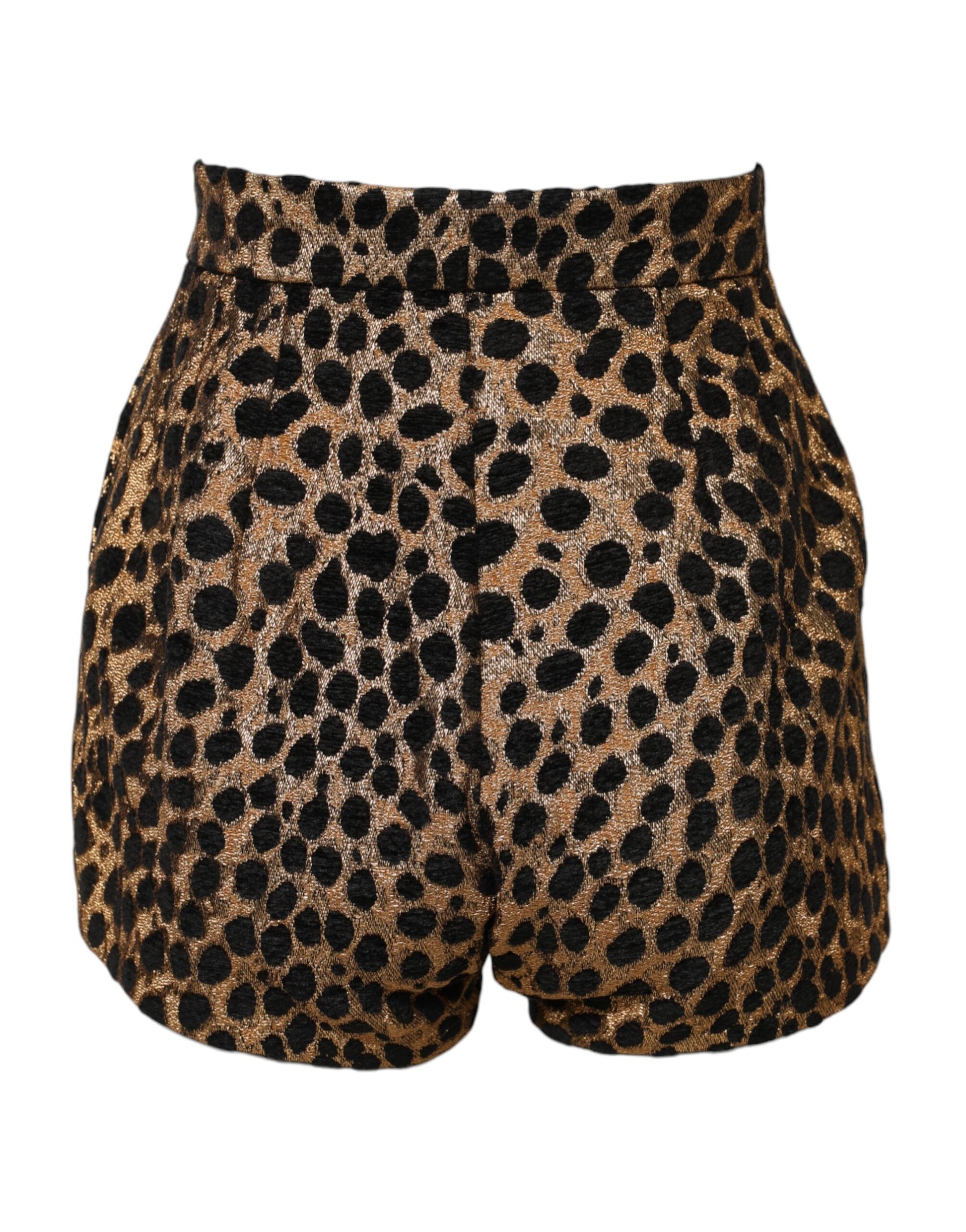 Braune Hotpants-Shorts mit Leopardenmuster und hoher Taille