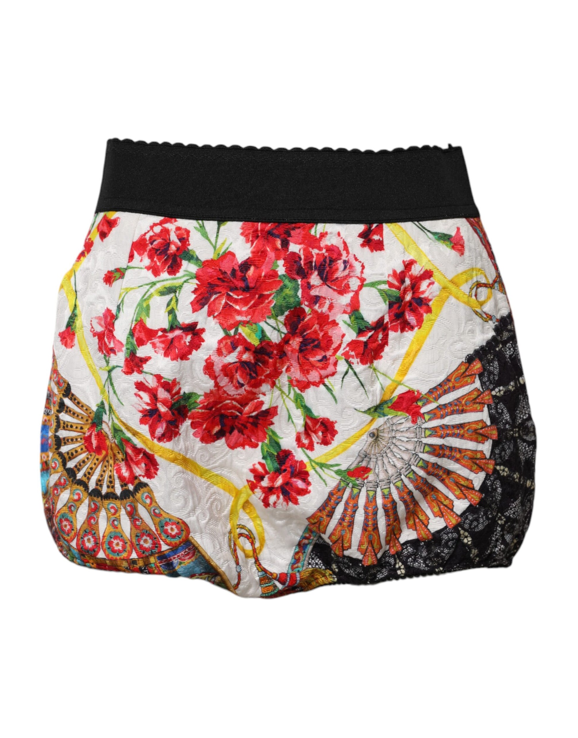 Mehrfarbige Hotpants-Shorts mit hoher Taille und Blumenmuster