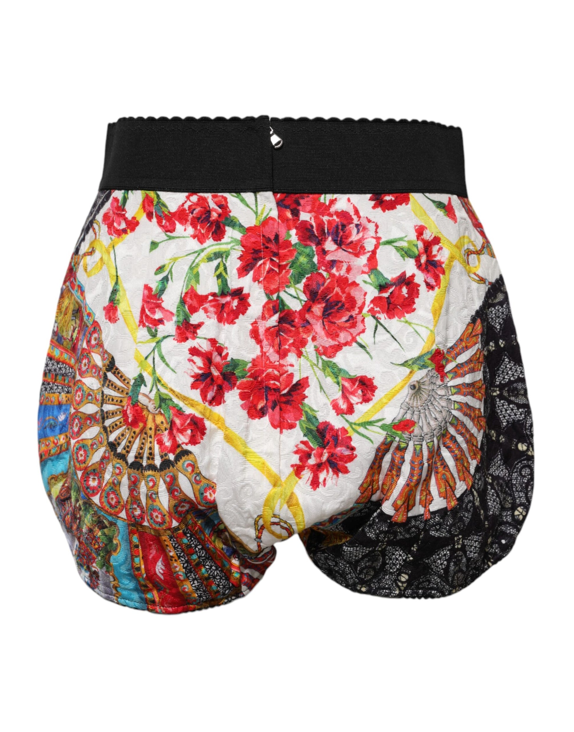Mehrfarbige Hotpants-Shorts mit hoher Taille und Blumenmuster